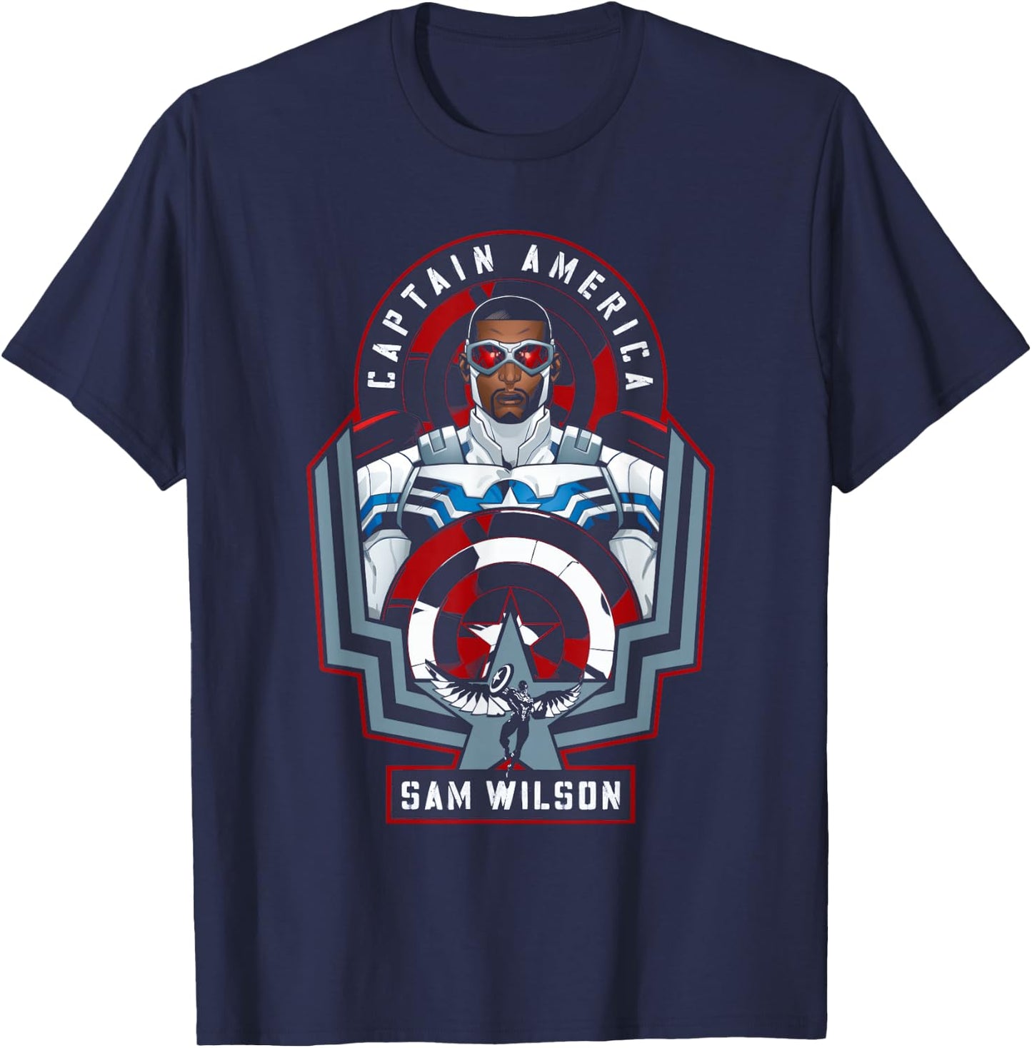 Marvel Avengers Sam Wilson Captain America Badge T-Shirt - T-Shirt | Navy