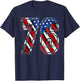 Number 76 Red White and Blue American Flag #76 Jersey Shirt T-Shirt - T-Shirt | Navy