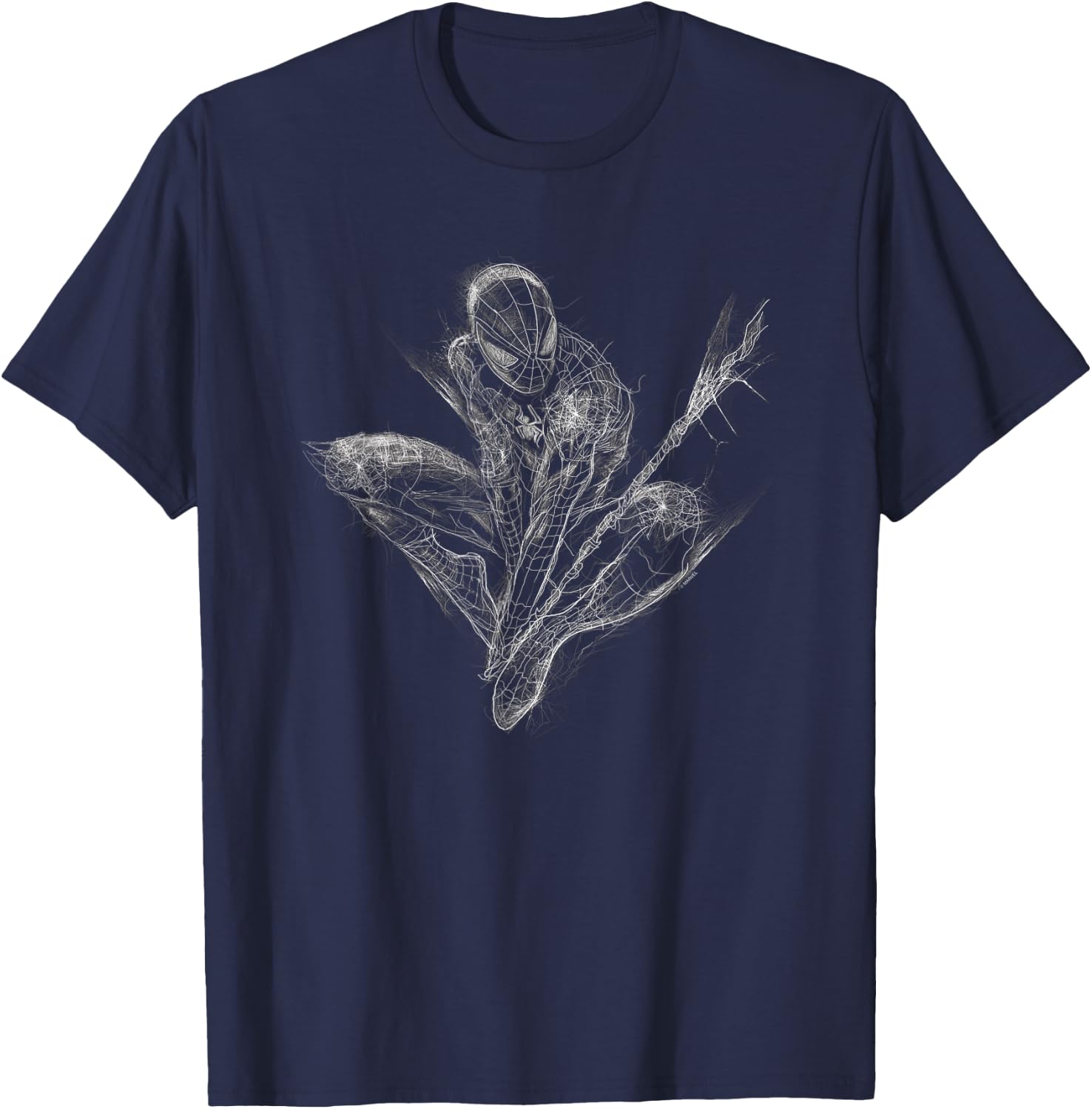 Marvel Universe Spiderman Web Crouch T-Shirt - T-Shirt | Navy