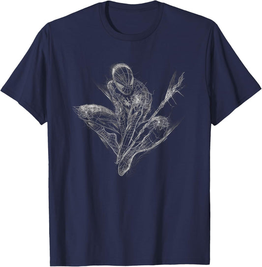 Marvel Universe Spiderman Web Crouch T-Shirt - T-Shirt | Navy