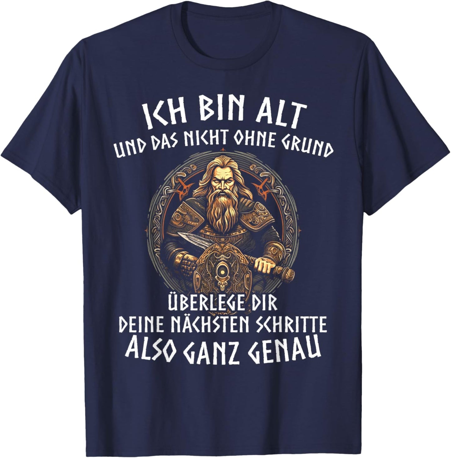 Viking Wolf Nordic Mythology Runes Norman , black T-Shirt - T-Shirt | Navy