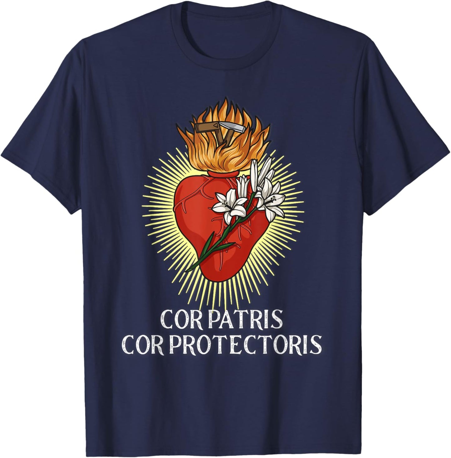 The Most Chaste Heart of Saint Joseph Traditional Catholic T-Shirt - T-Shirt | Navy