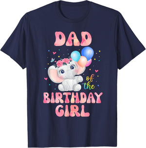 Dad of The Birthday Girl Shirt Elephant Daddy Papa Dada 1st T-Shirt - T-Shirt | Navy