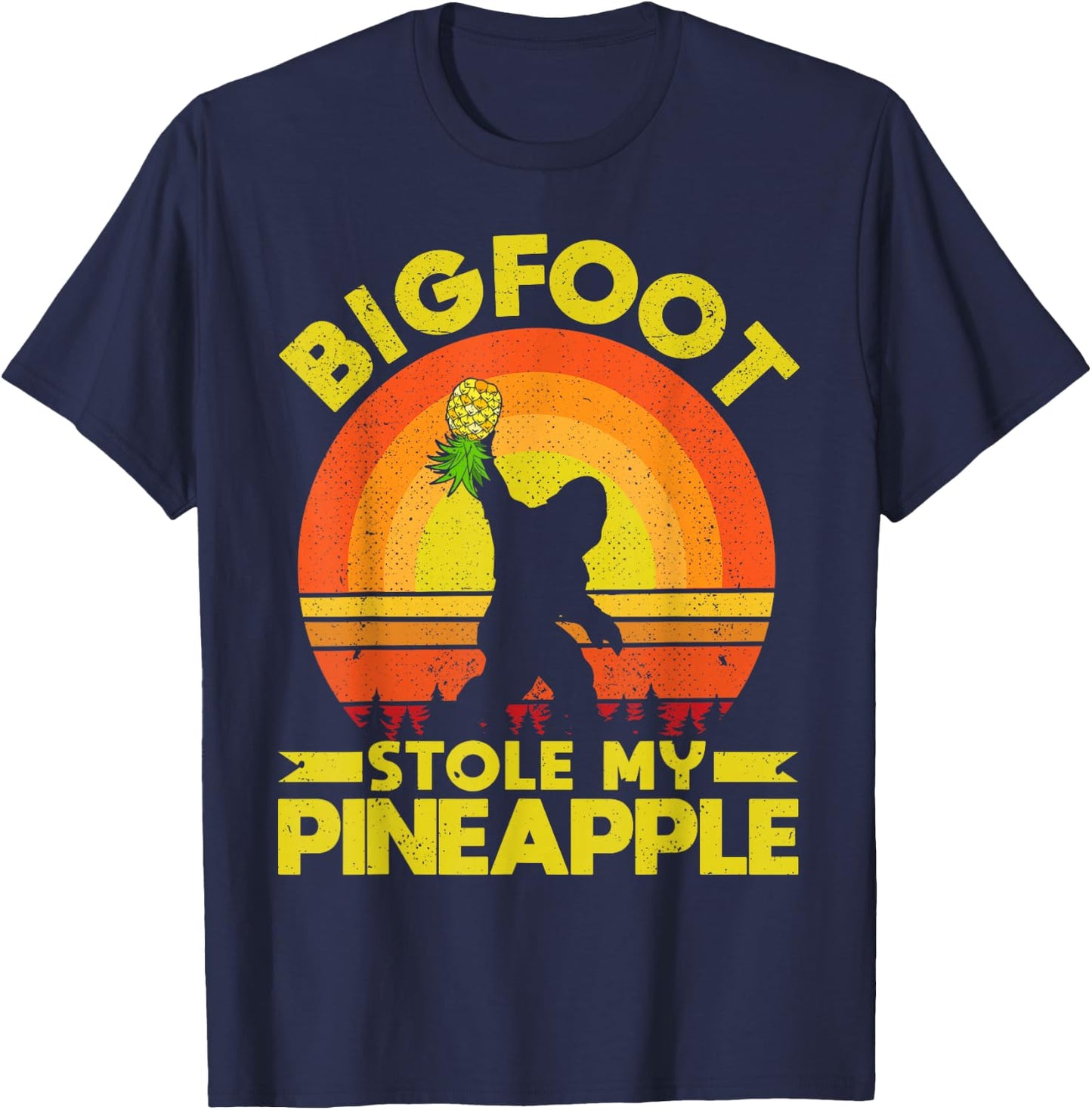 Bigfoot Stole My Pineapple Upside Down Pineapple Swinger T-Shirt - T-Shirt | Navy