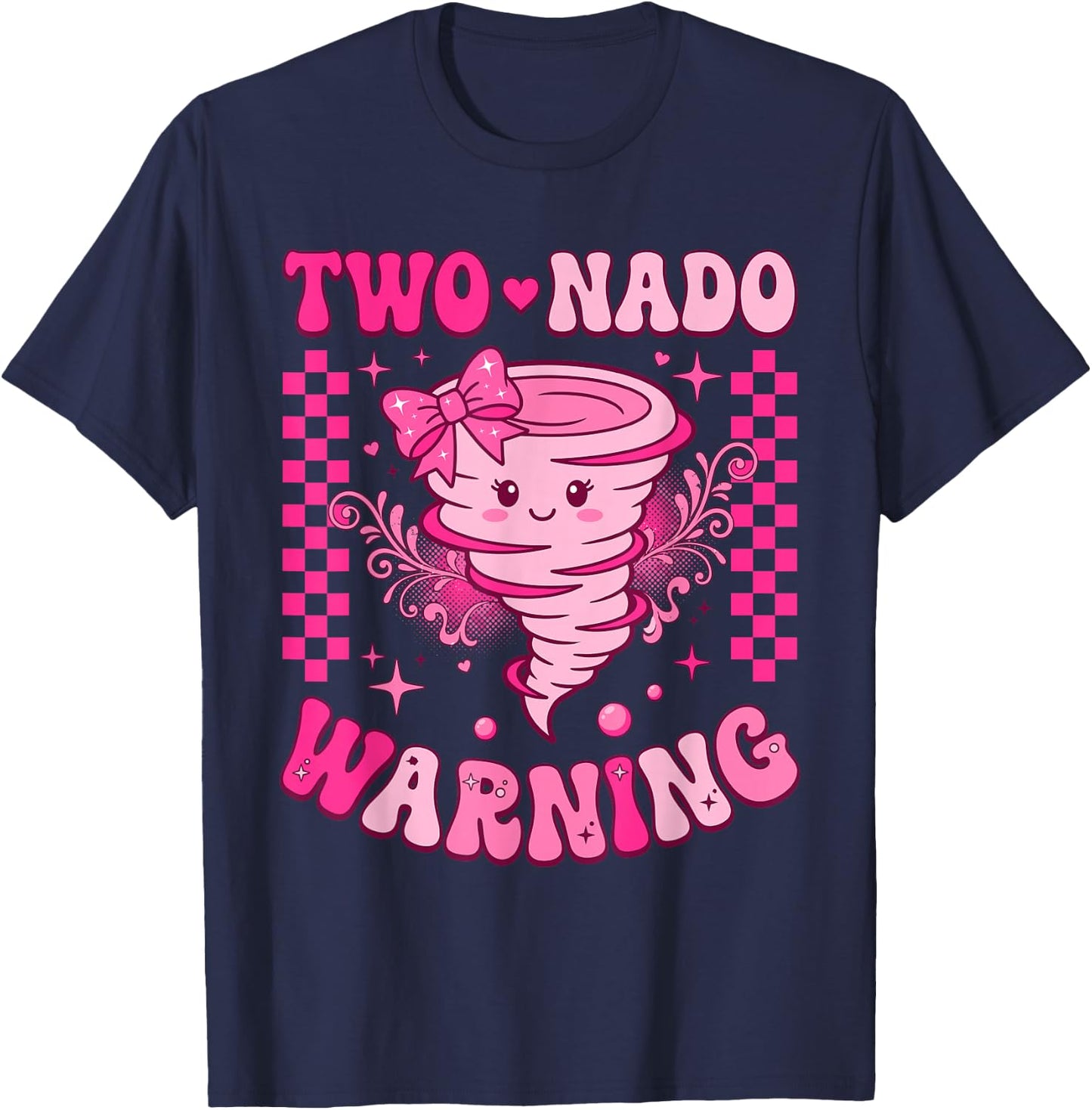 Two Nado 2nd Birthday Tornado 2 Year Old 2nd Bday Girl T-Shirt - T-Shirt | Navy