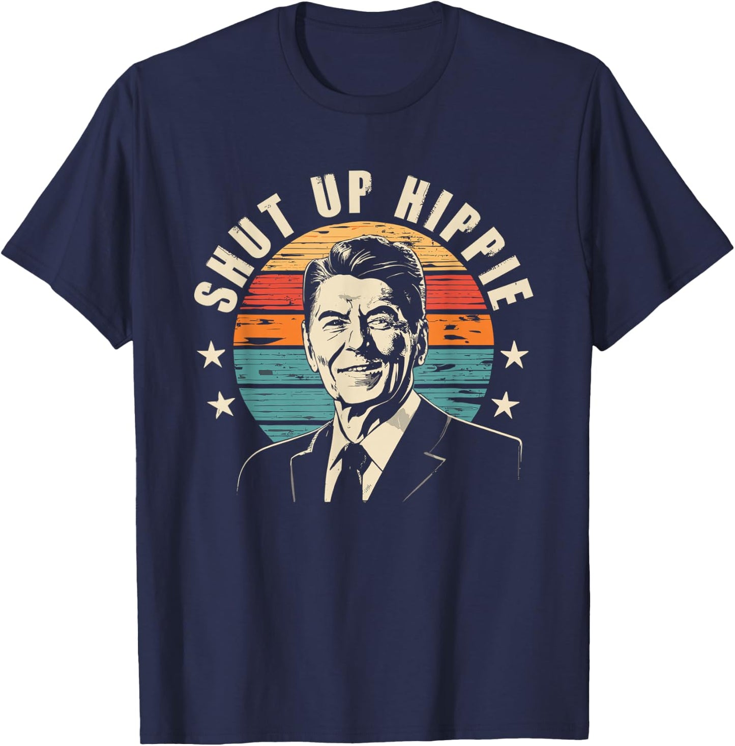 Funny Political - Shut Up Hippie T-Shirt - T-Shirt | Navy