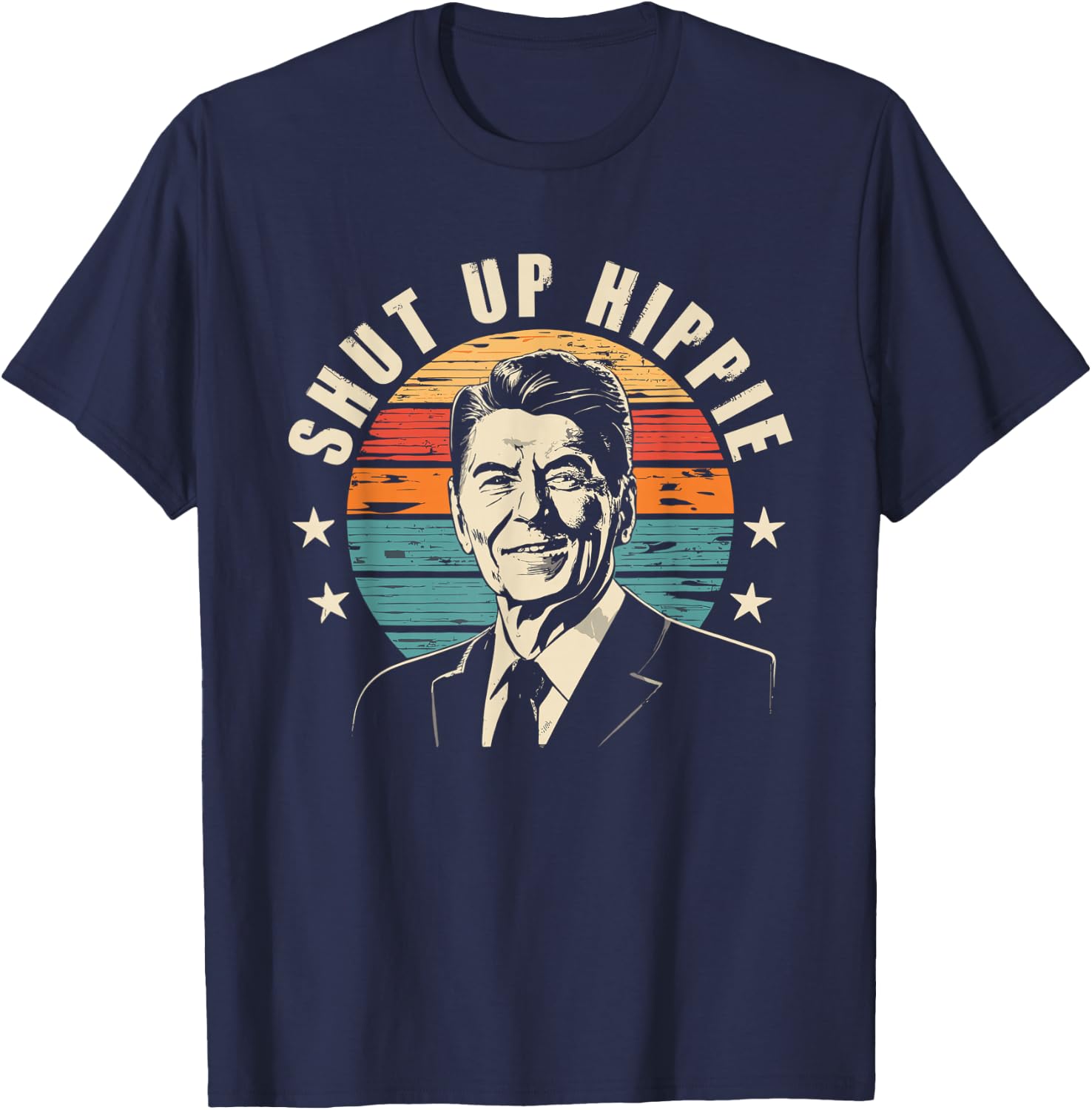 Funny Political - Shut Up Hippie T-Shirt - T-Shirt | Navy
