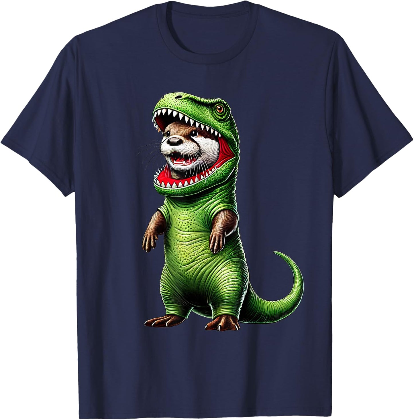 Funny Otter Wearing T-Rex Dinosaur Outfit Otter Lover T-Shirt - T-Shirt | Navy