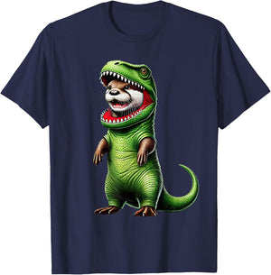 Funny Otter Wearing T-Rex Dinosaur Outfit Otter Lover T-Shirt - T-Shirt | Navy