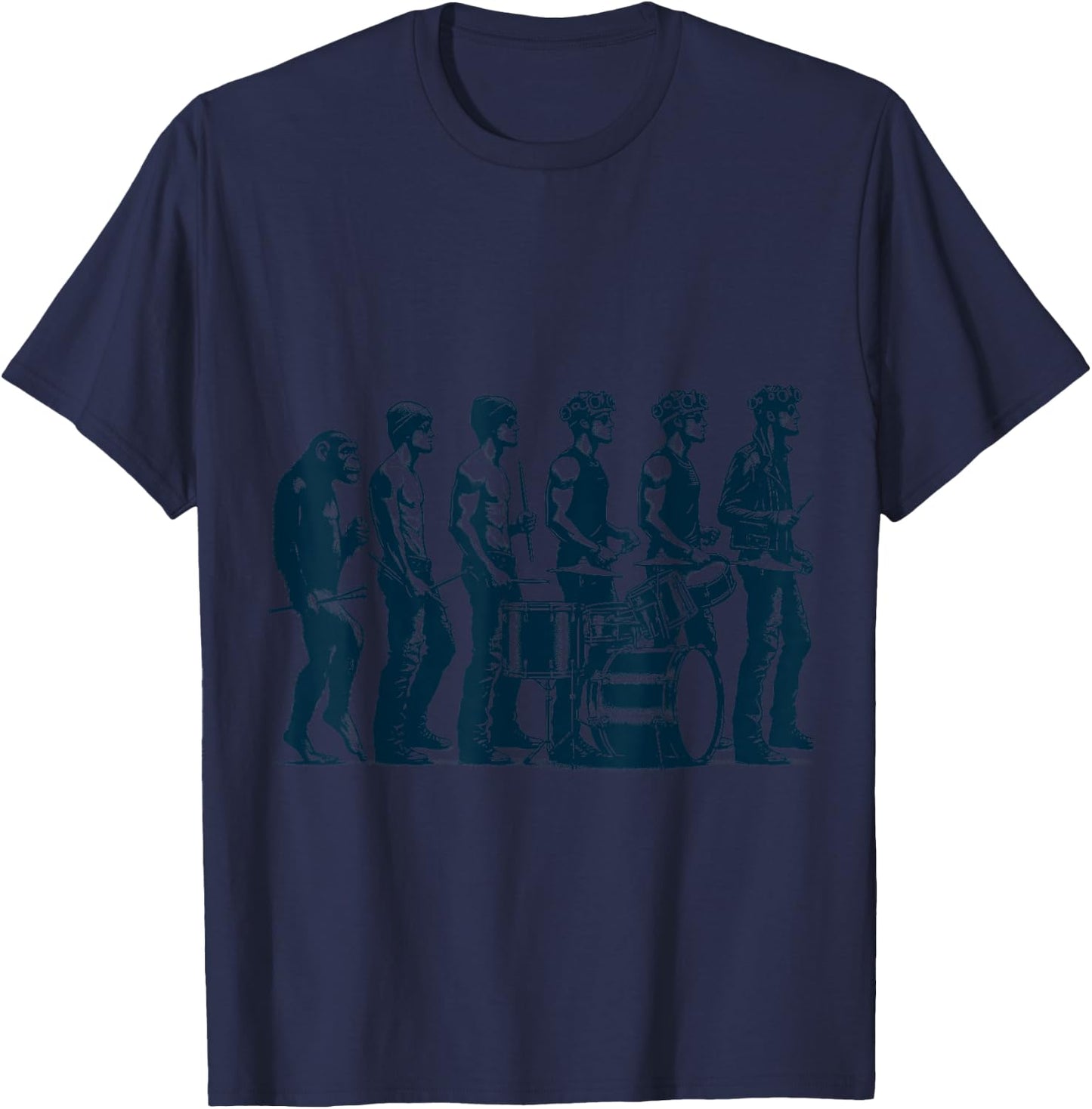 Funny Drummer Gifts Drumming Drums Evolution Of Drummer T-Shirt - T-Shirt | Navy