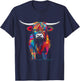 Highland Cow Abstract Art Animal Colorful Highland Cow T-Shirt - T-Shirt | Navy