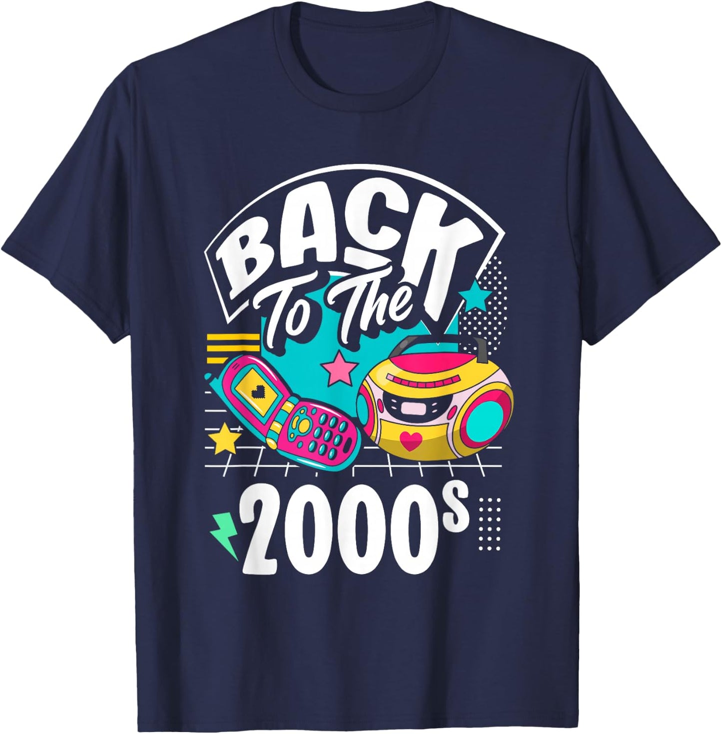 Back to the 2000s vintage two thousand retro 00s , Black, S T-Shirt - T-Shirt | Navy