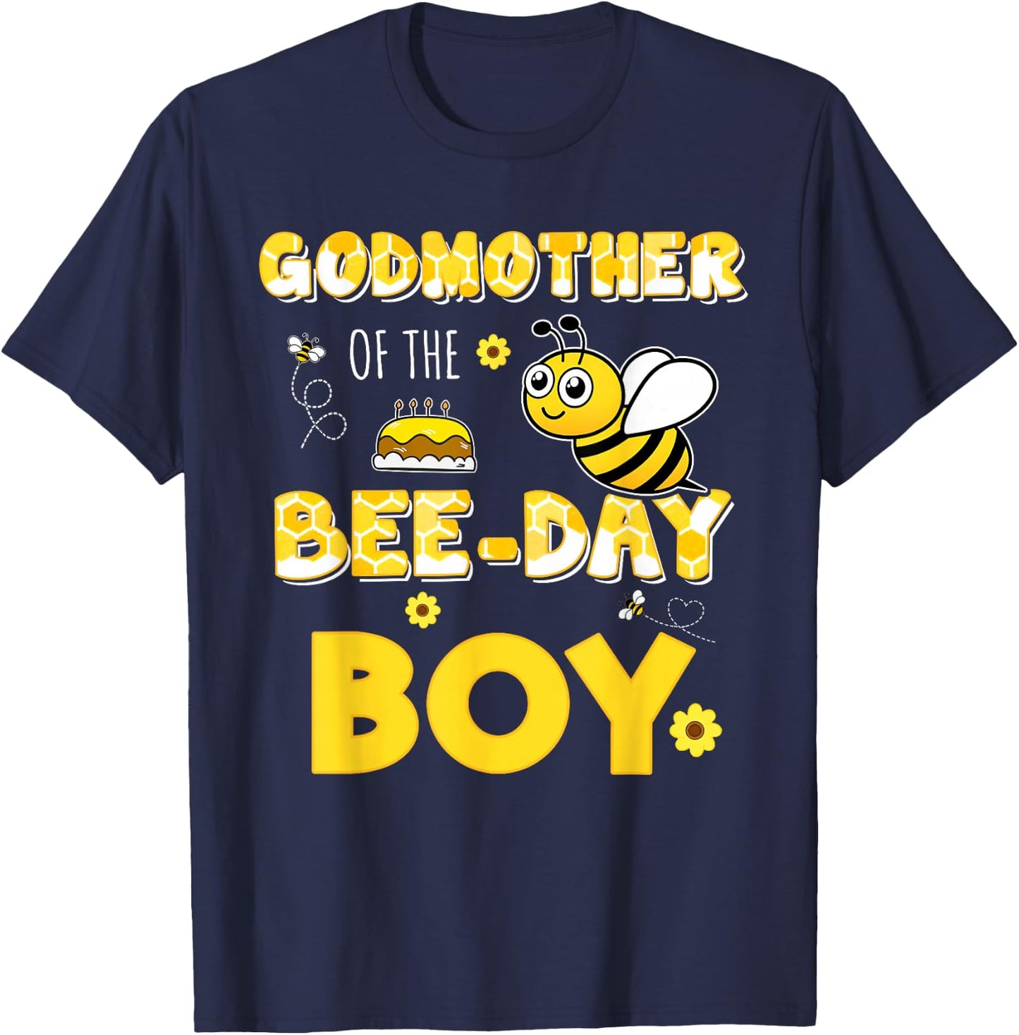 Godmother Of The Bee-Day Boy Hive Party Matching Birthday T-Shirt - T-Shirt | Navy