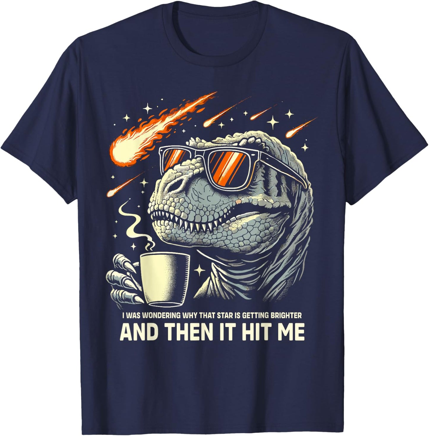 Dinosaur T-Rex Coffee Novelty Men Kids Women Funny Dinosaur T-Shirt - T-Shirt | Navy