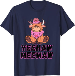 Yeehaw Meemaw Funny, Cute, Trending, Country, Cow T-Shirt - T-Shirt | Navy