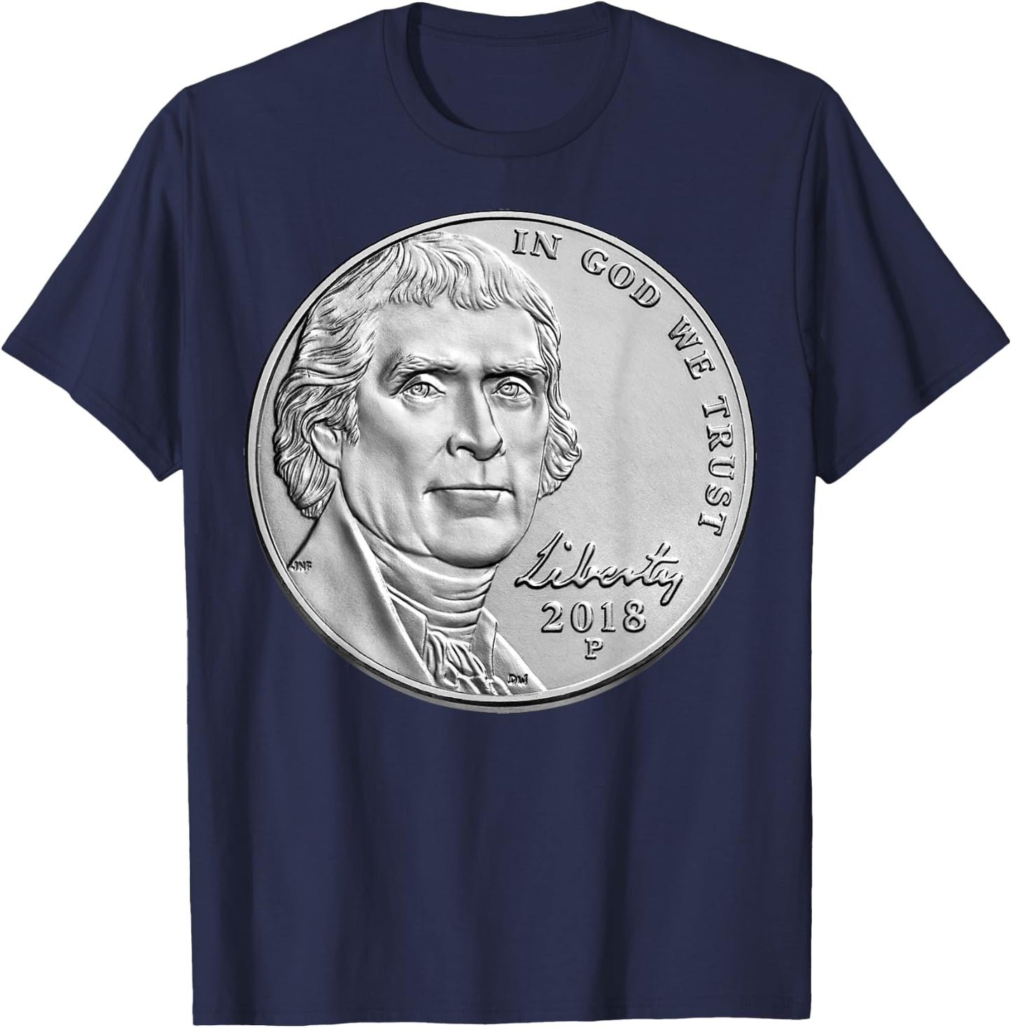 USA Coins Nickel 5 Cents America United States T-Shirt - T-Shirt | Navy