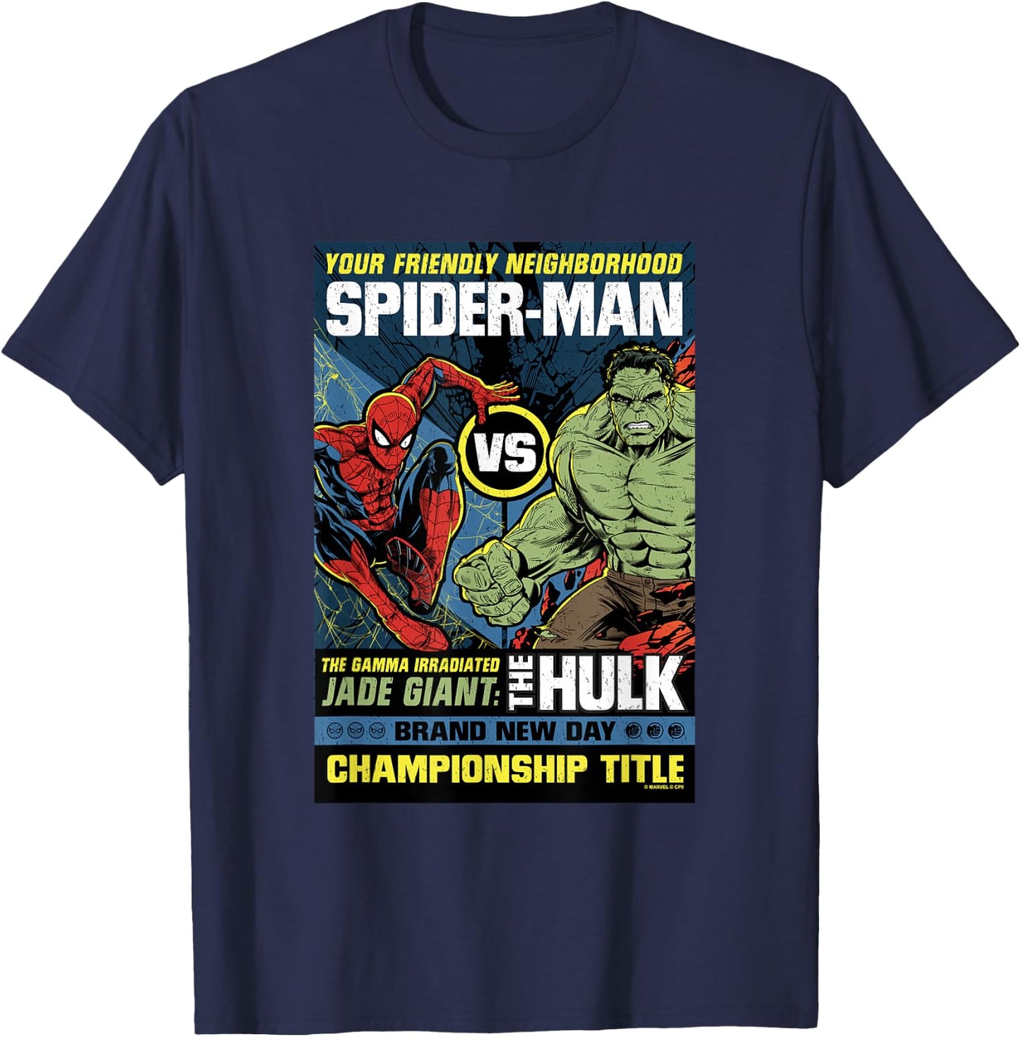 Marvel Spider-Man: New Day Spidey vs Hulk Champ Comic T-Shirt - T-Shirt | Navy
