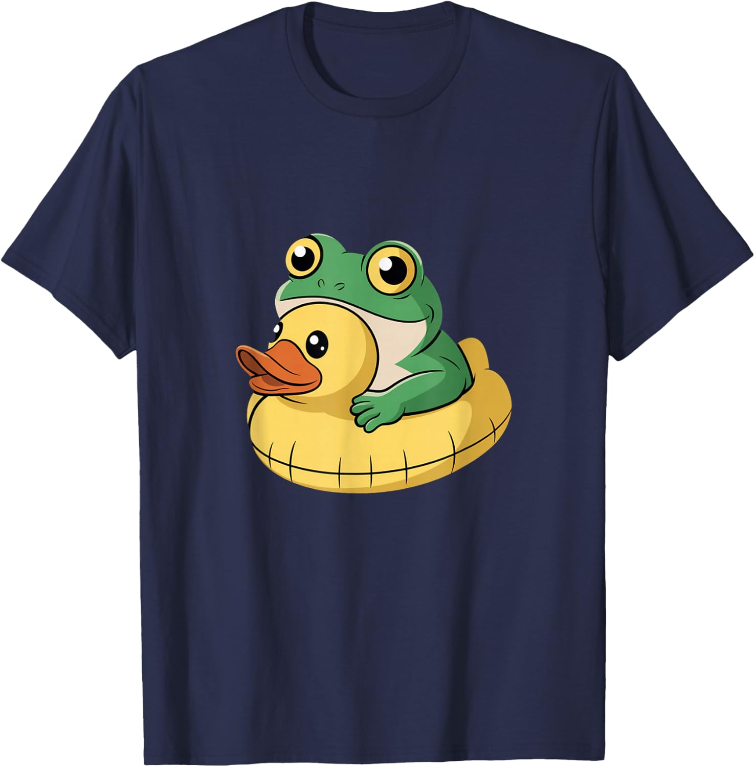 Frog with Duck Float Cute Vacation Beach Pool Humor T-Shirt - T-Shirt | Navy