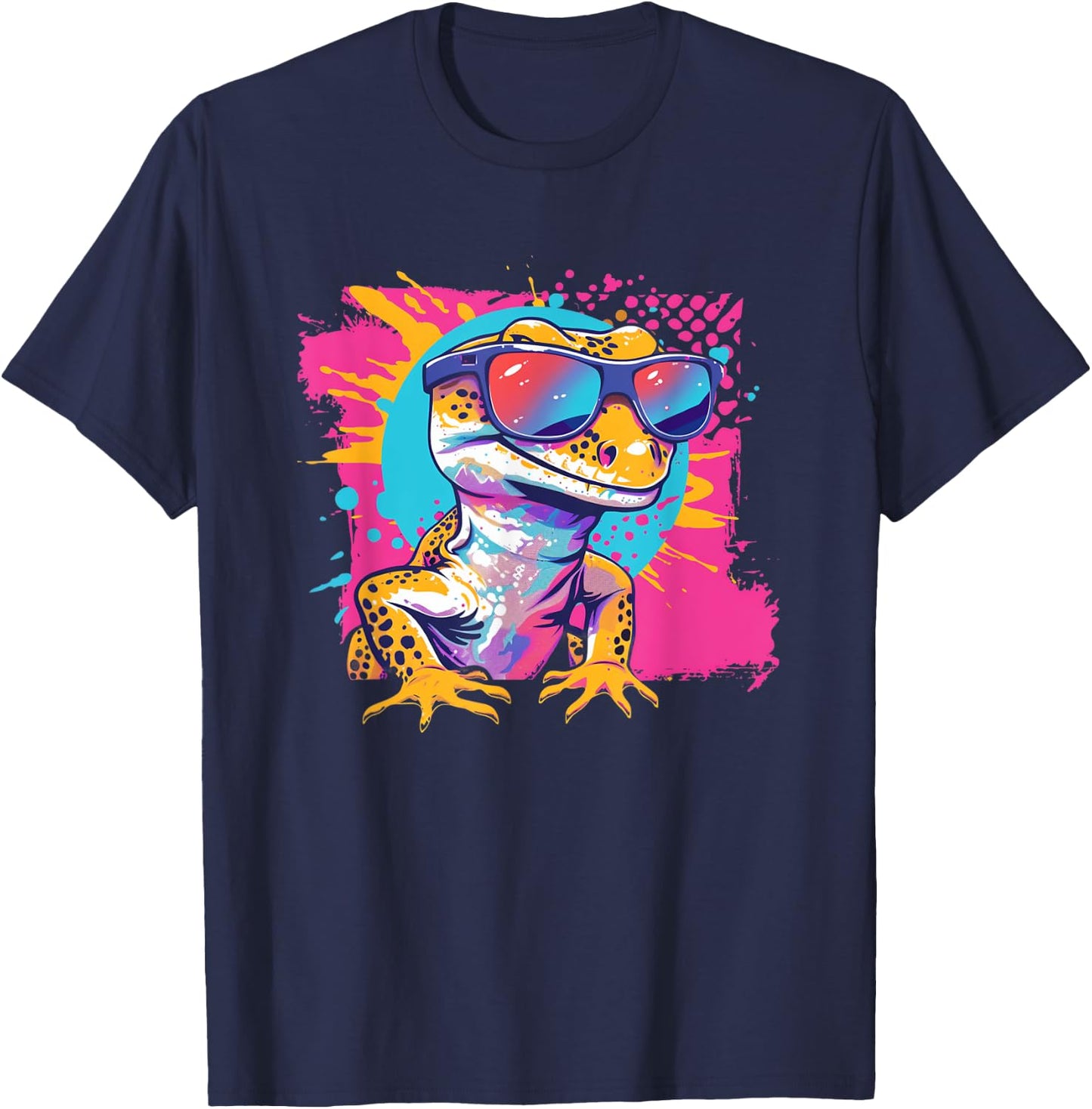 Reptile Retro Vintage Leopard Gecko Lover T-Shirt - T-Shirt | Navy