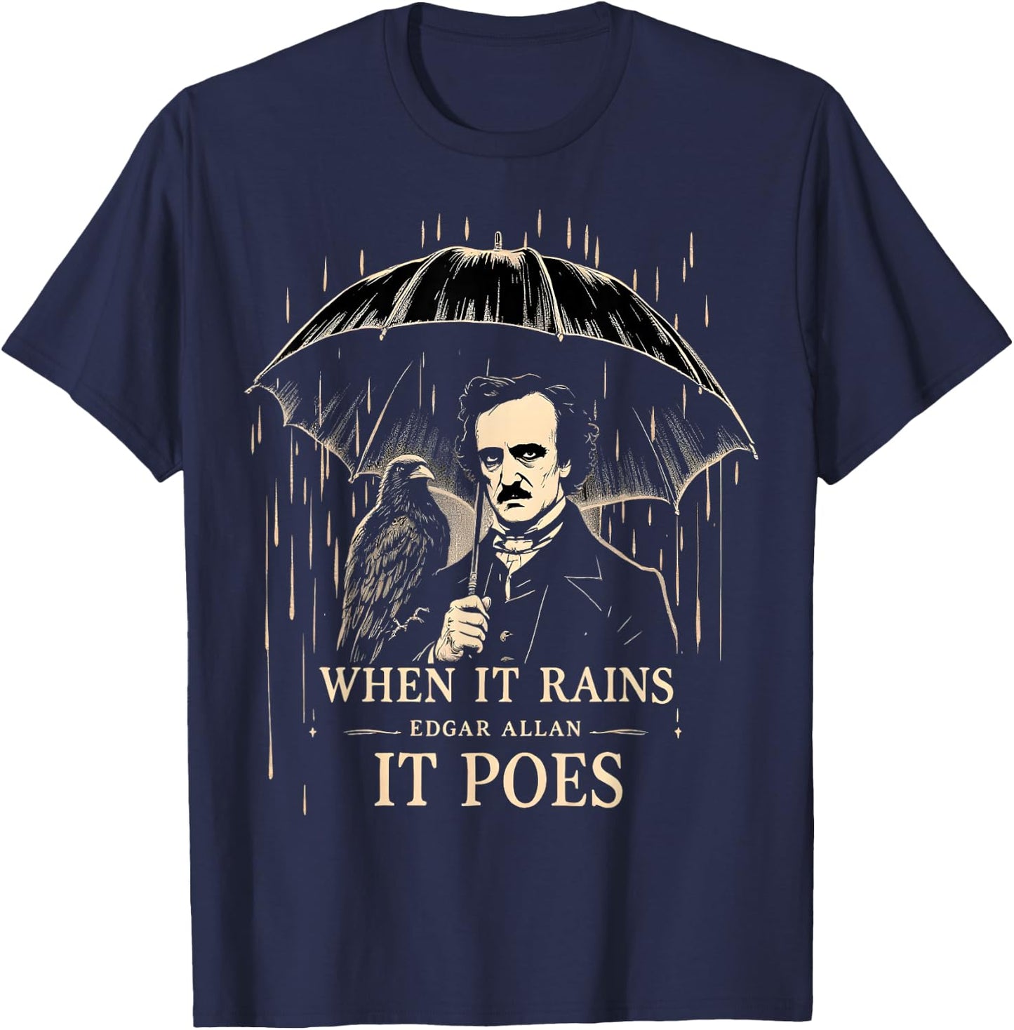 Gothic Raven Dark Literature T-Shirt - T-Shirt | Navy
