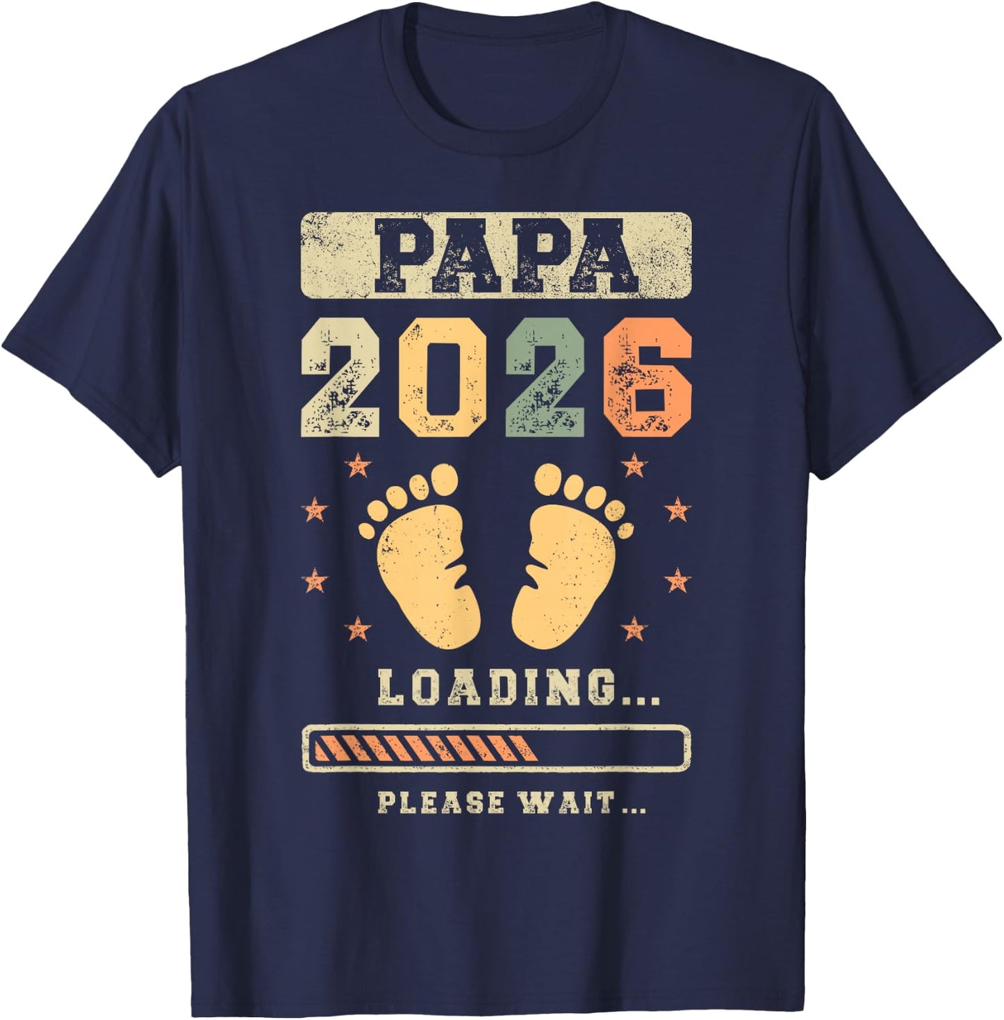 Papa 2026 Loading, Baby Announcement, Expecting Dad T-Shirt - T-Shirt | Navy
