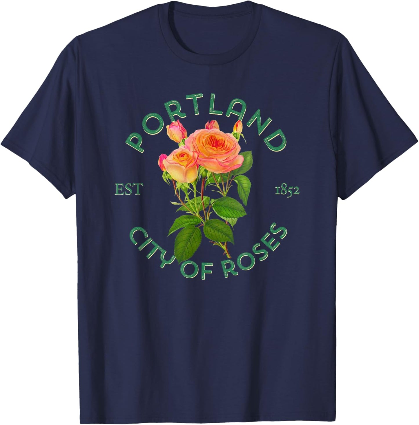 Portland Oregon OR City Of Roses Flower Gardener Souvenir T-Shirt - T-Shirt | Navy