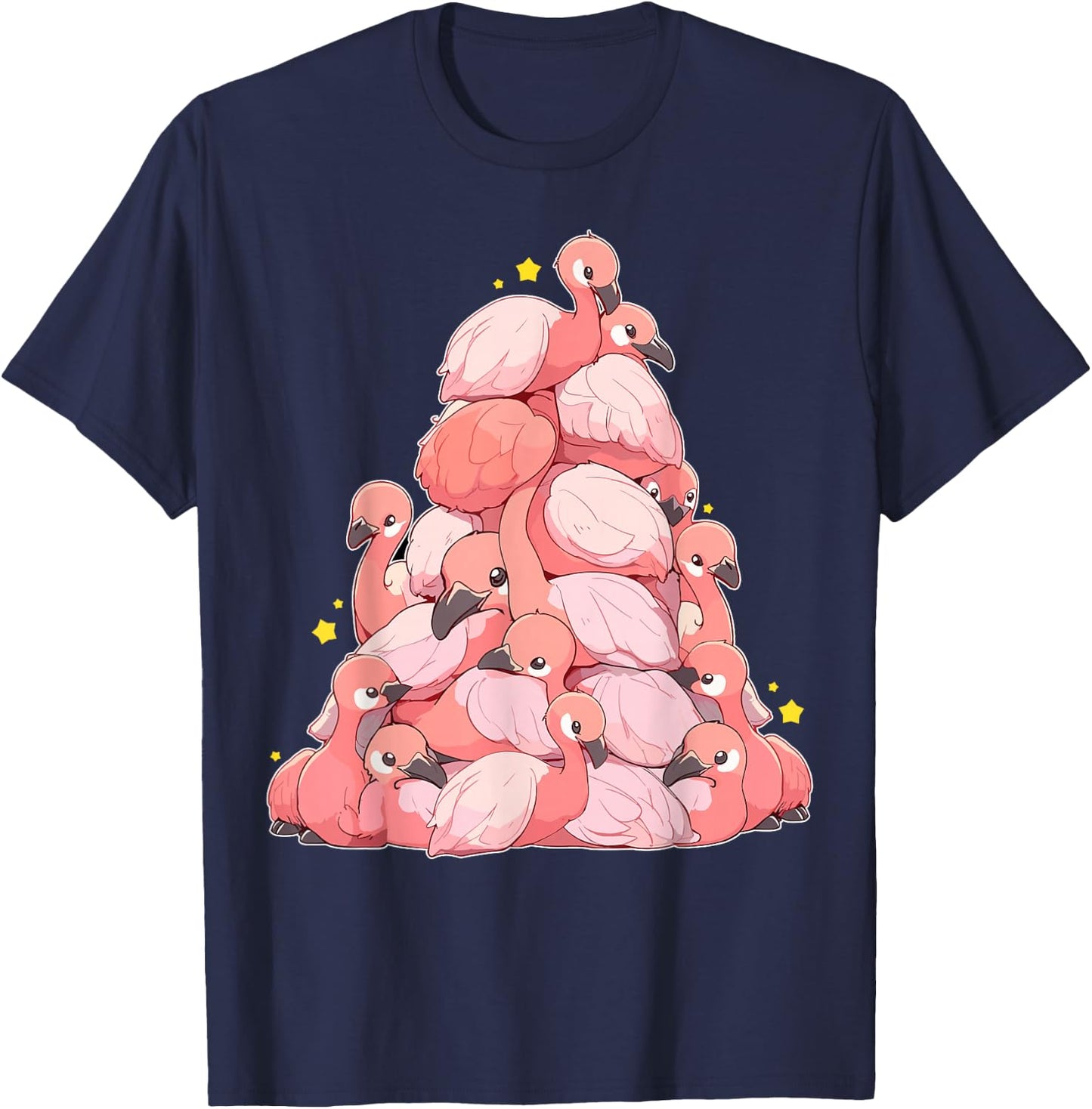 Flamingo Shirt Girls Boys Kawaii Cute Flamingo Pile T-Shirt - T-Shirt | Navy