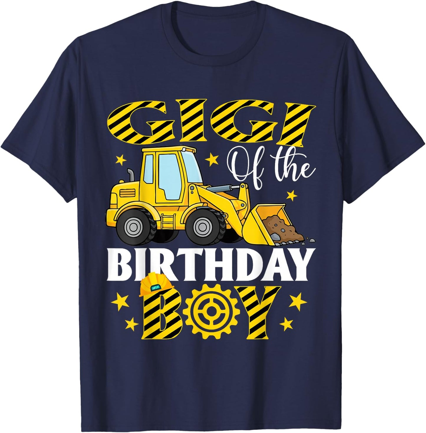 Construction Excavator Gigi of The Birthday Boy T-Shirt - T-Shirt | Navy