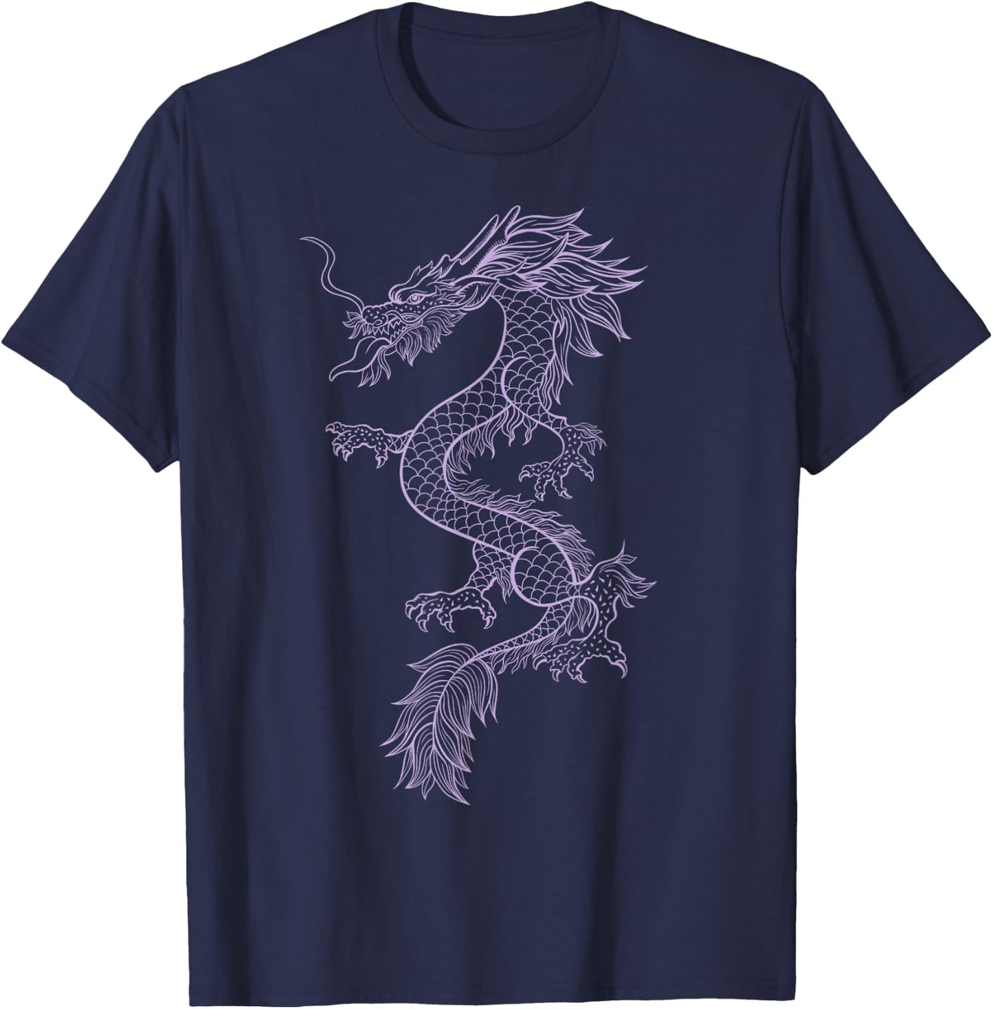 Chinese Purple Dragon Graphic Design Cool Urban Fashion T-Shirt - T-Shirt | Navy