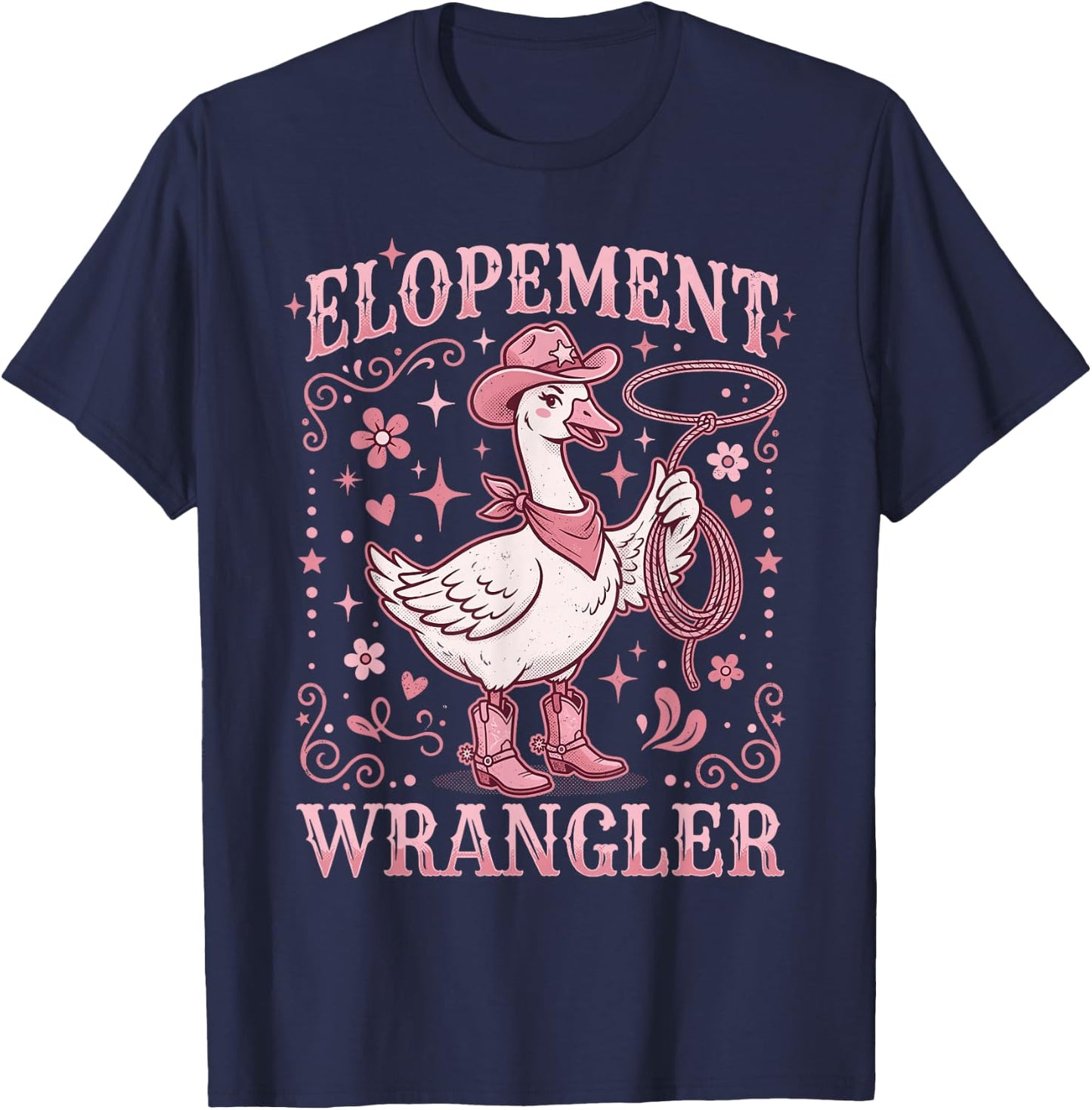 Elopement Wrangler ABA Behavior Analyst RBT Cowboy Goose T-Shirt - T-Shirt | Navy