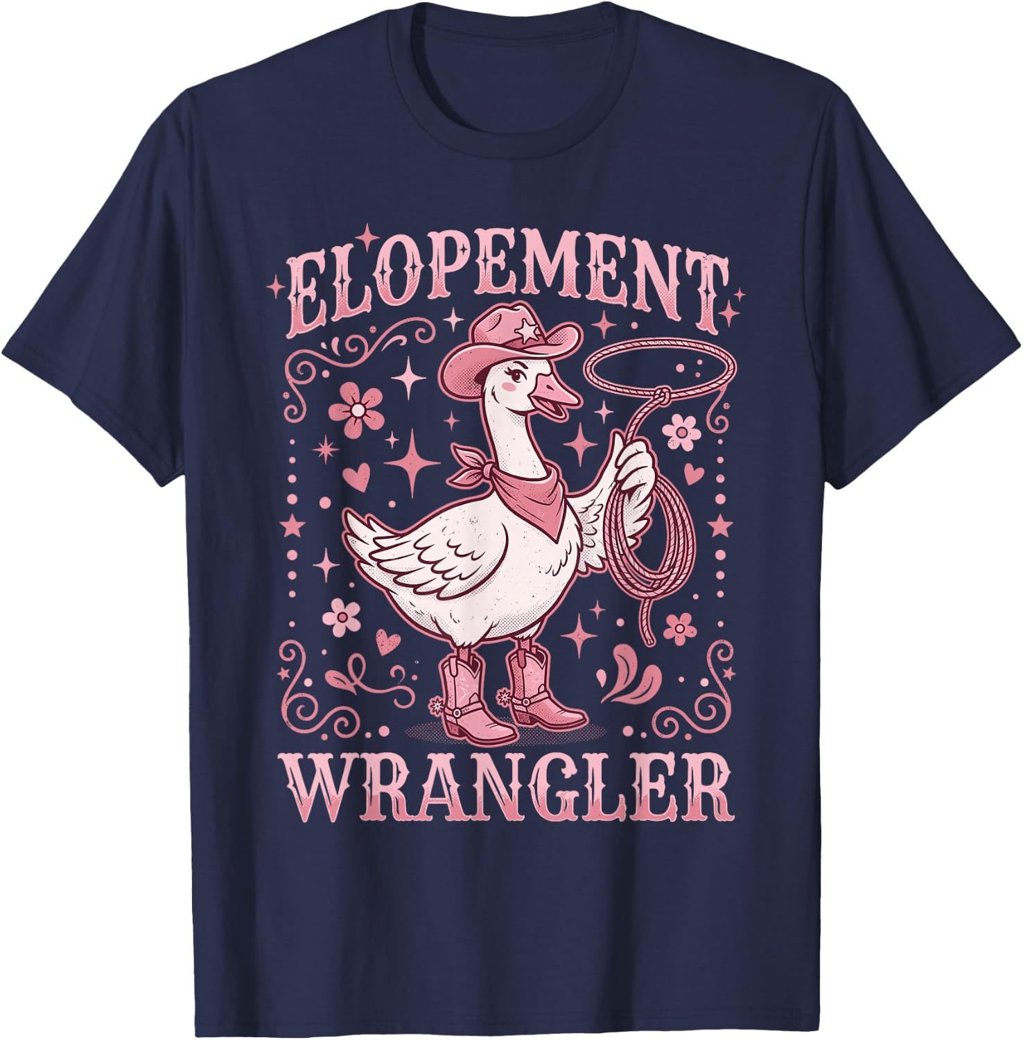 Elopement Wrangler ABA Behavior Analyst RBT Cowboy Goose T-Shirt - T-Shirt | Navy