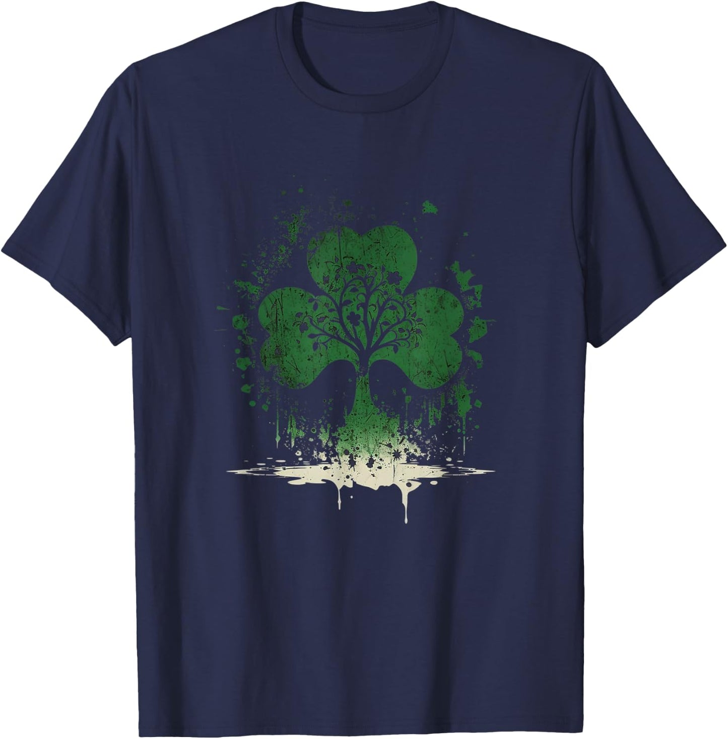 St Patricks Day Shamrock Art , black T-Shirt - T-Shirt | Navy