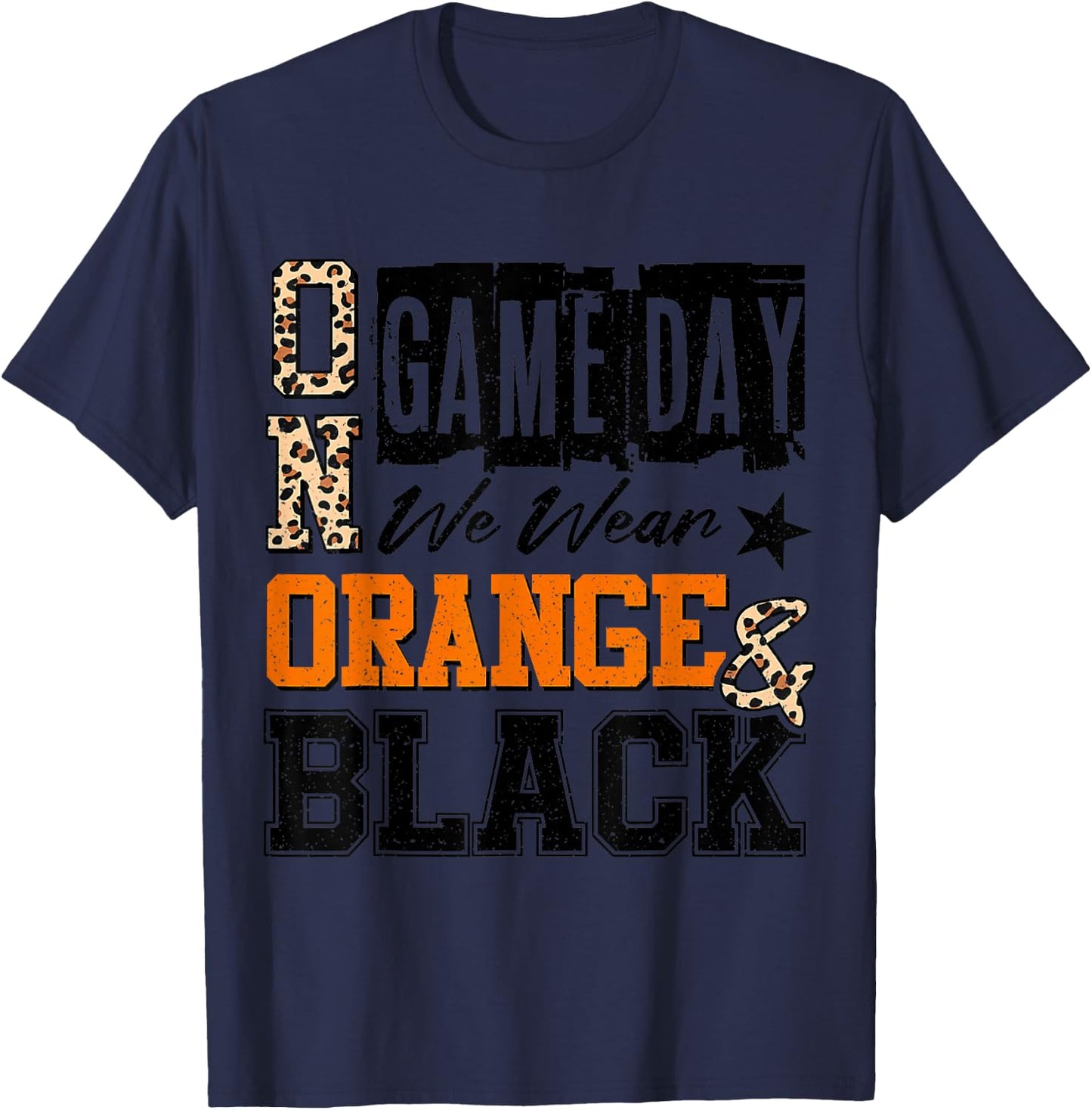 Love Play Football On Gameday We Wear Orange And Black T-Shirt - T-Shirt | Navy
