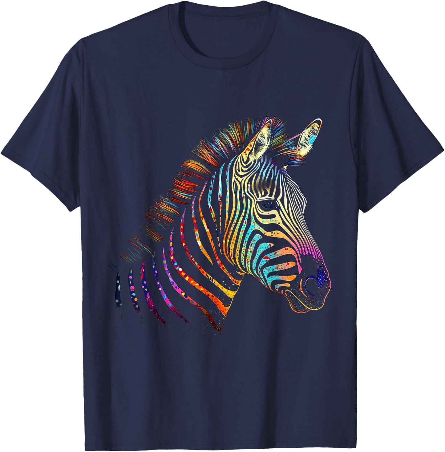 Zebra Colourful - Art Animal Zoo Animal Lovers Zebra T-Shirt - T-Shirt | Navy