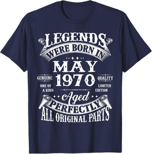 56th Birthday Legends Born In May 1970 56 Years Old T-Shirt - T-Shirt | Navy