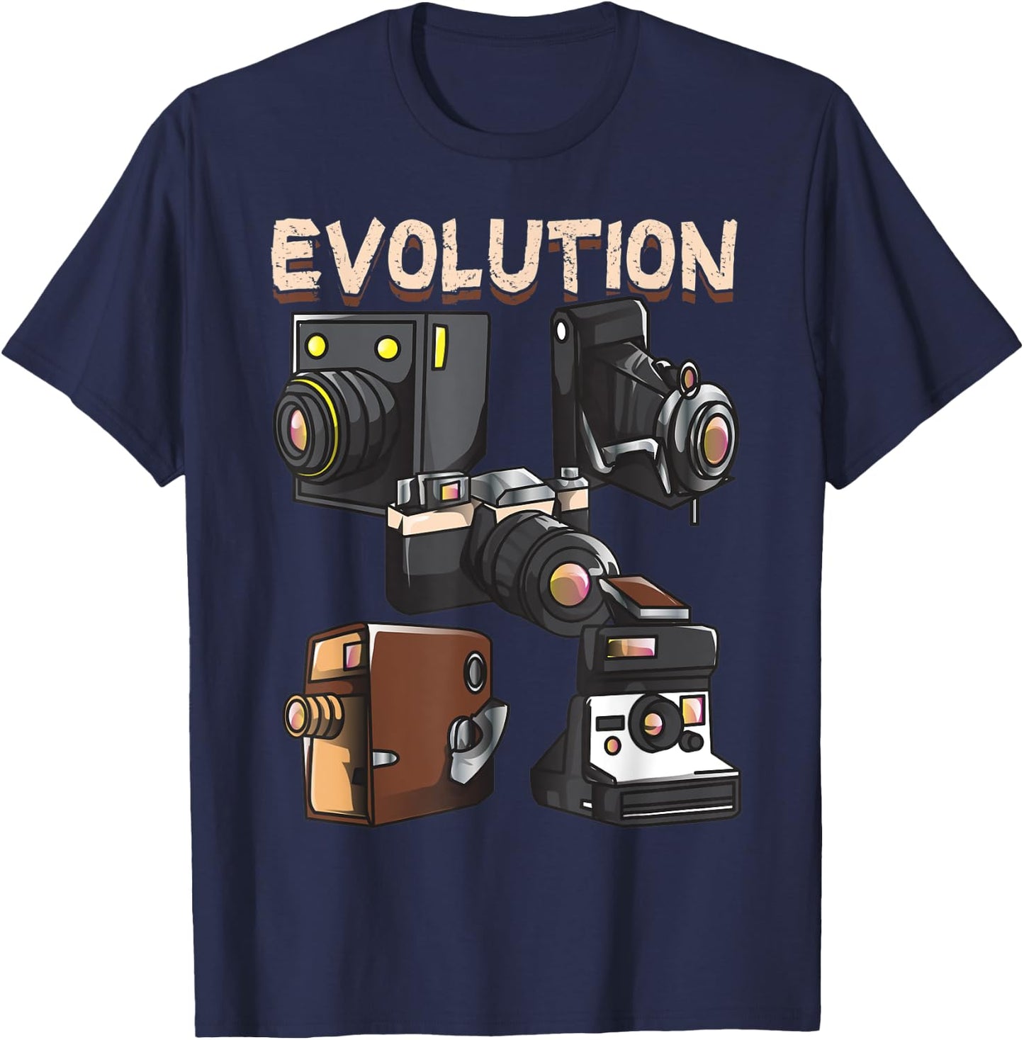 Vintage Evolution of the Camera Photography T-Shirt - T-Shirt | Navy