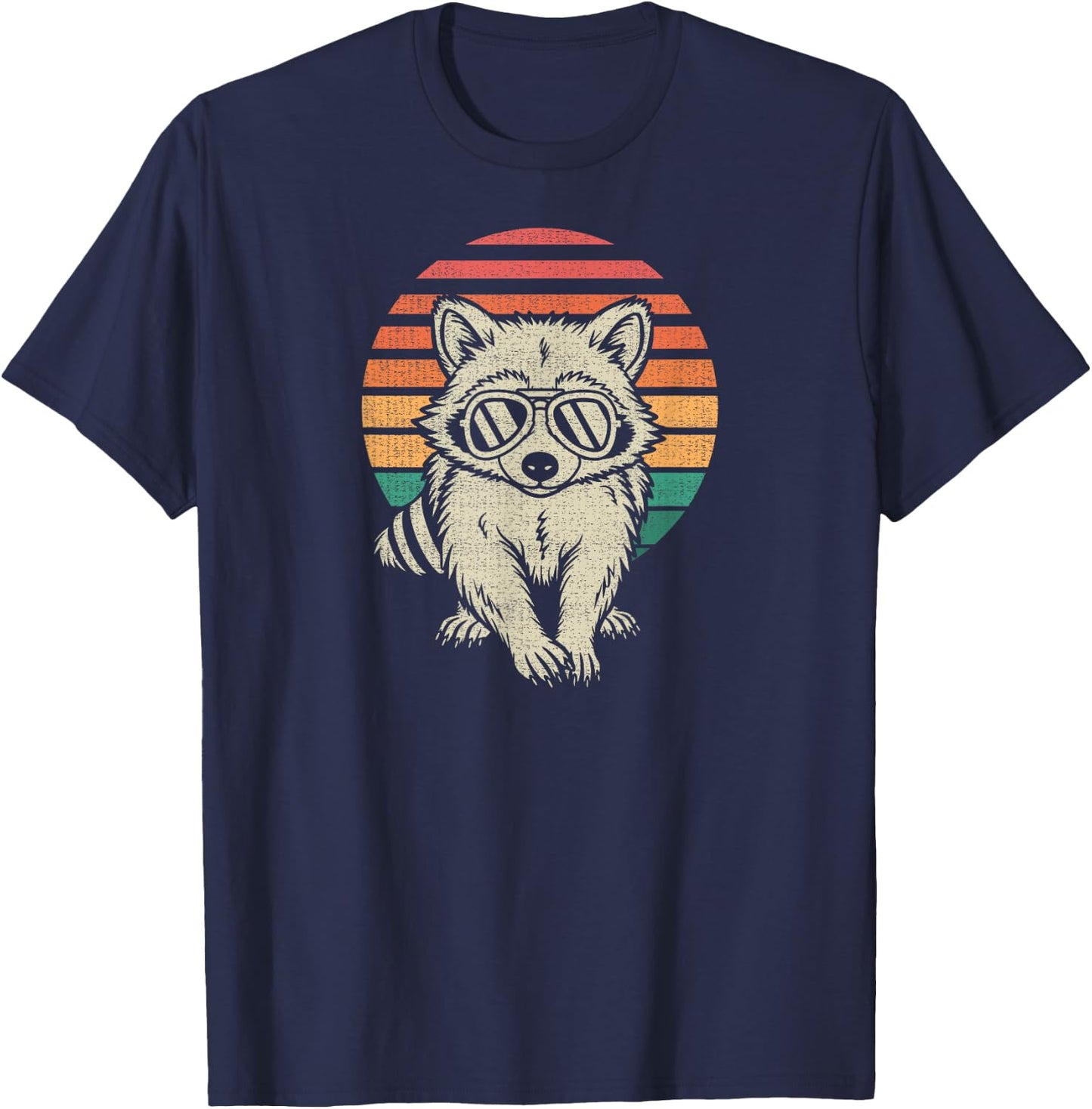 Funny Raccoon Lover Animal Retro 70s T-Shirt - T-Shirt | Navy