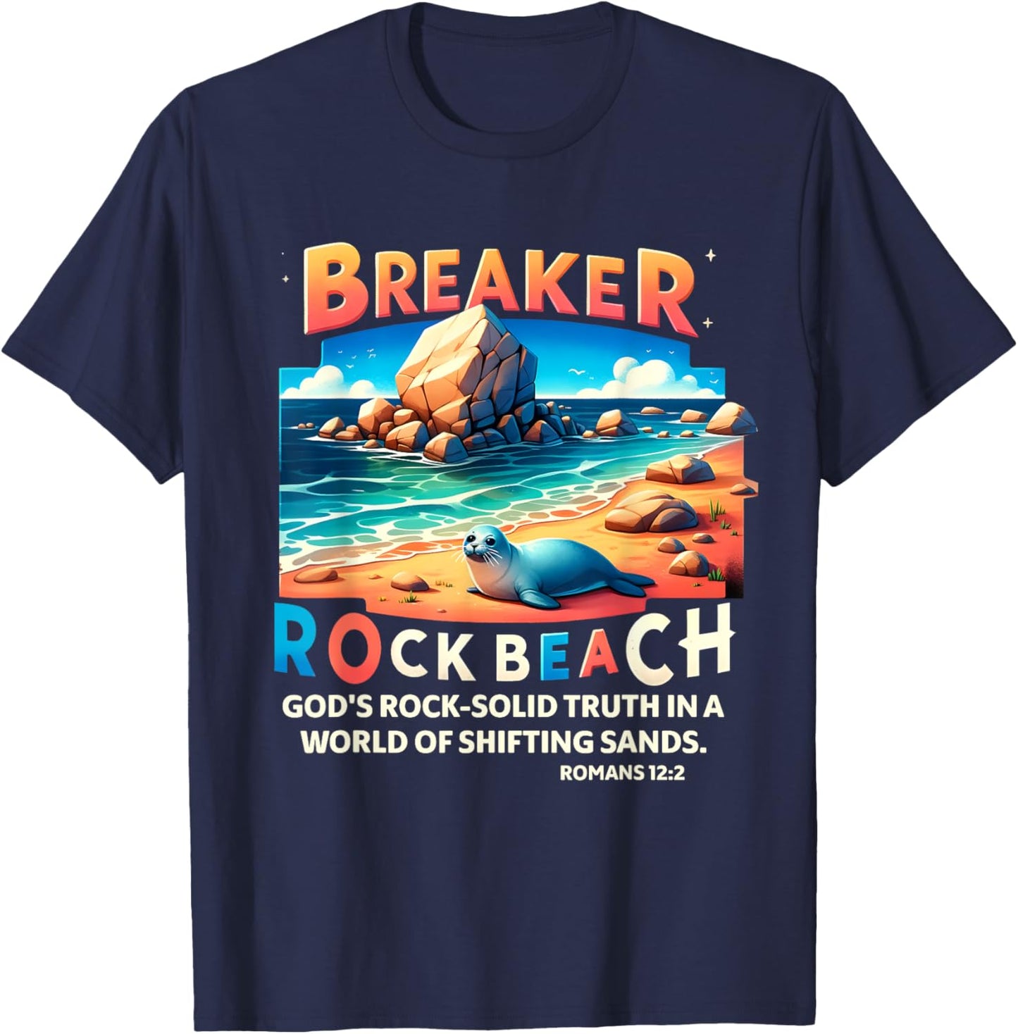 Breaker Rock Beach Christian God's Rock-Solid Truth VBS 2024 Men Women Girls Kids T-Shirt - T-Shirt | Navy