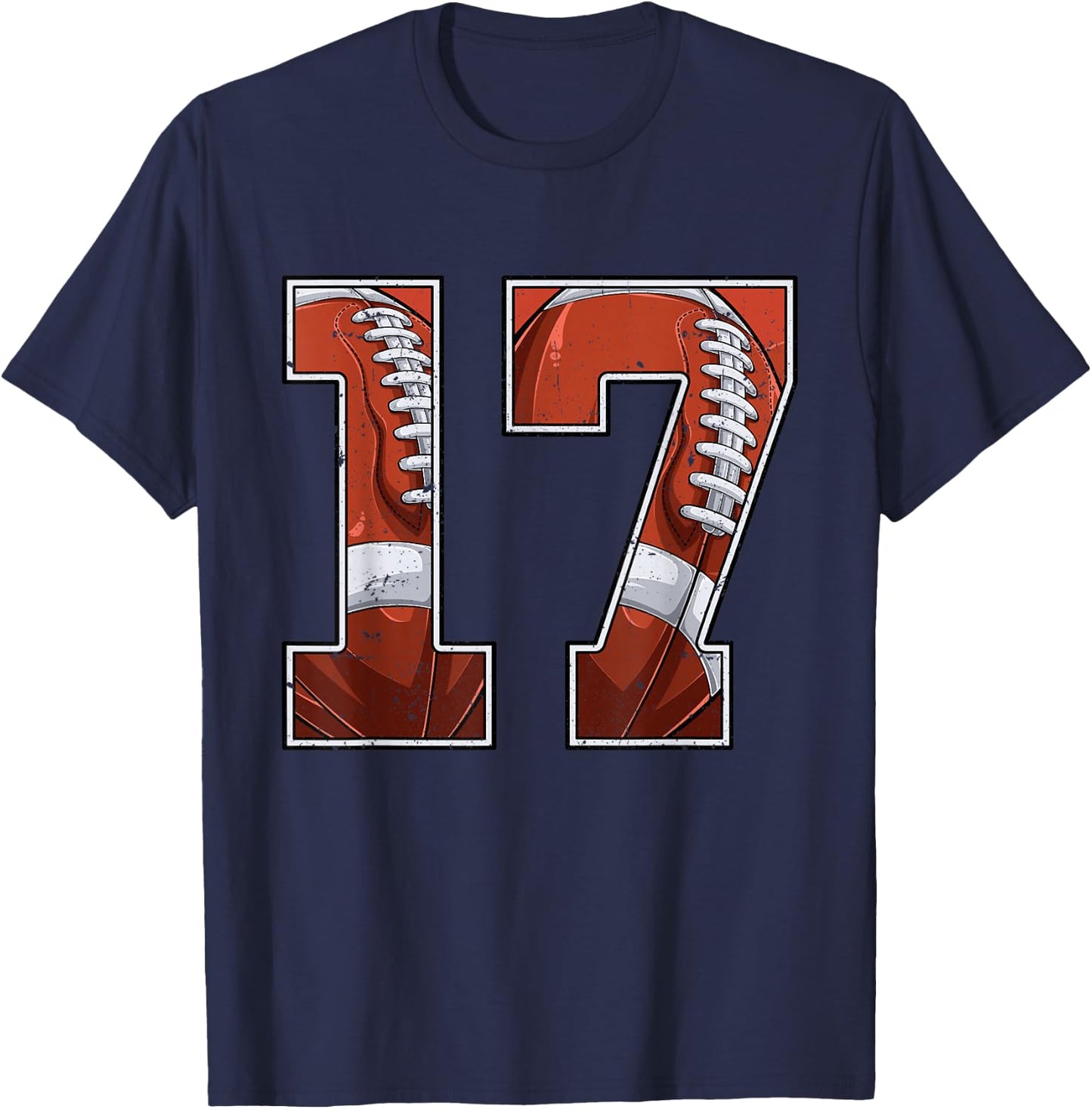 Football 17th Birthday Boy Seventeen 17 Years Old Bday Party T-Shirt - T-Shirt | Navy