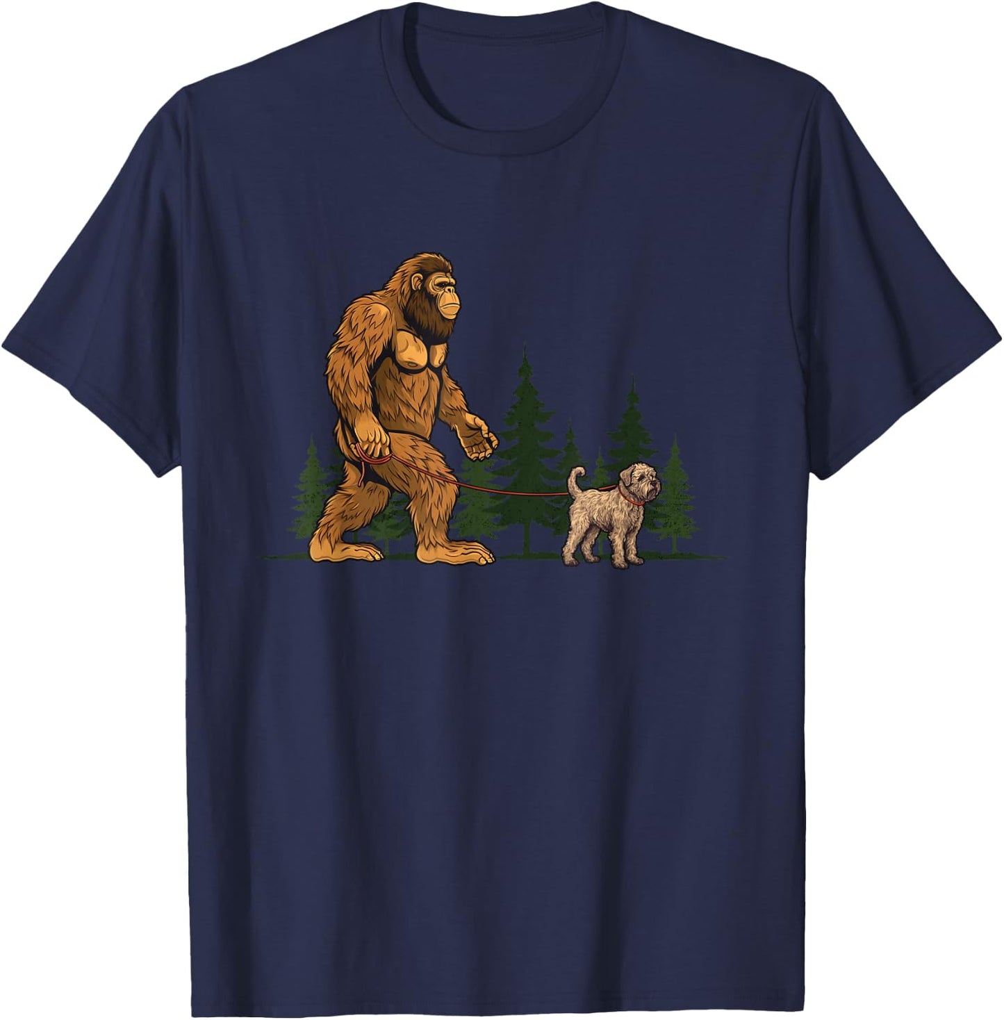Funny Soft Coated Wheaten Terrier Bigfoot Dog Walking Dog T-Shirt - T-Shirt | Navy