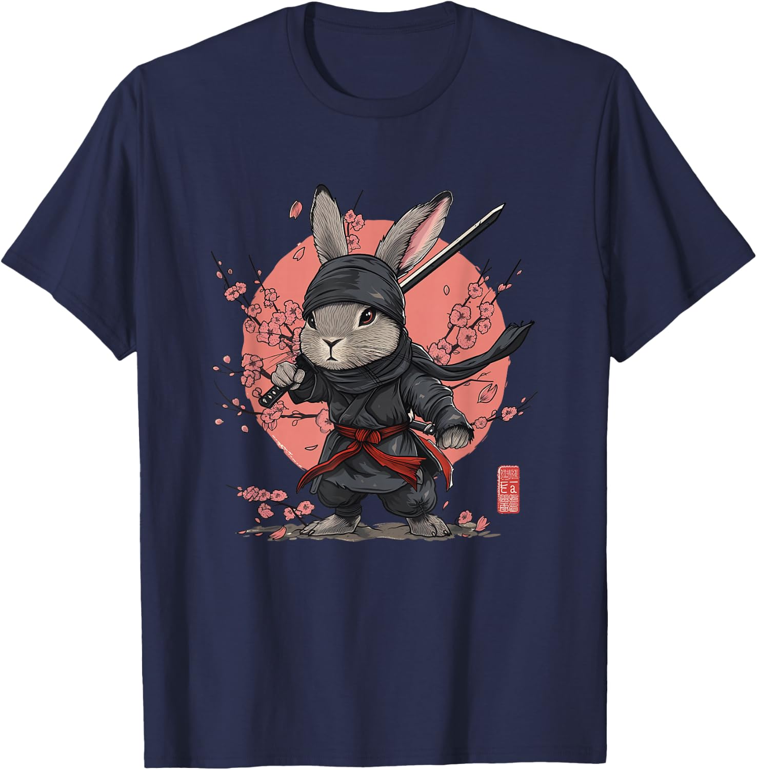 Anime Ninja Rabbit, Manga Easter Bunny T-Shirt - T-Shirt | Navy