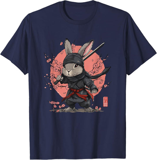 Anime Ninja Rabbit, Manga Easter Bunny T-Shirt - T-Shirt | Navy