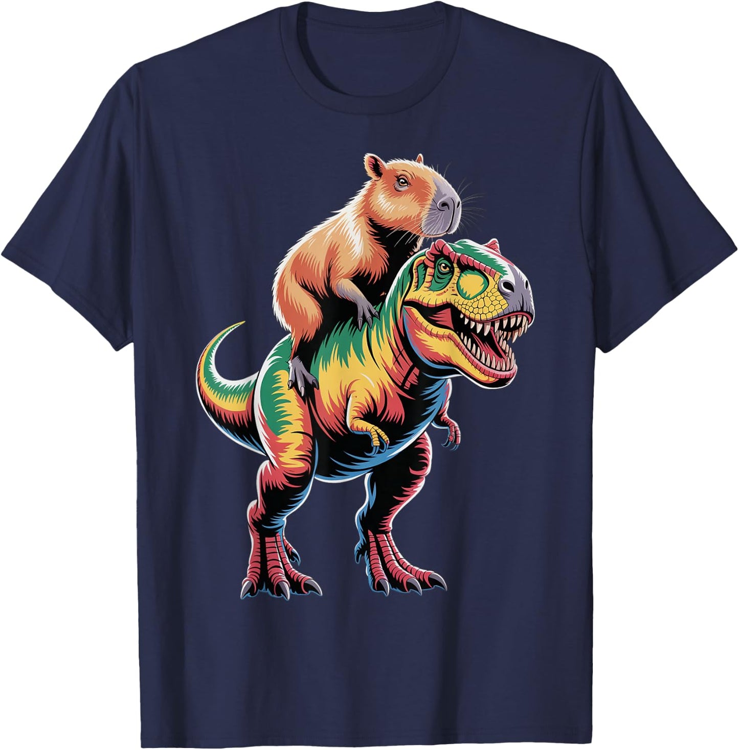 Dino Adventure With Capybara T-Shirt - T-Shirt | Navy