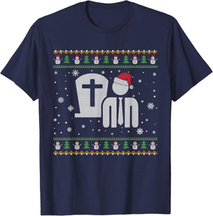 Funeral Director Santa Hat Ugly Christmas Sweaters Pajamas T-Shirt - T-Shirt | Navy