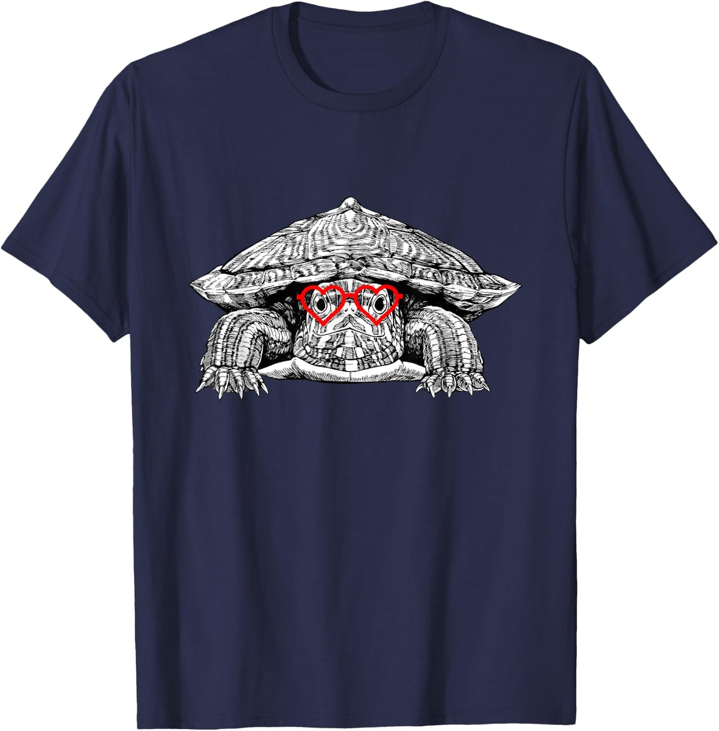 Red Eared Slider Turtle Valentines Day Pet lover. T-Shirt - T-Shirt | Navy