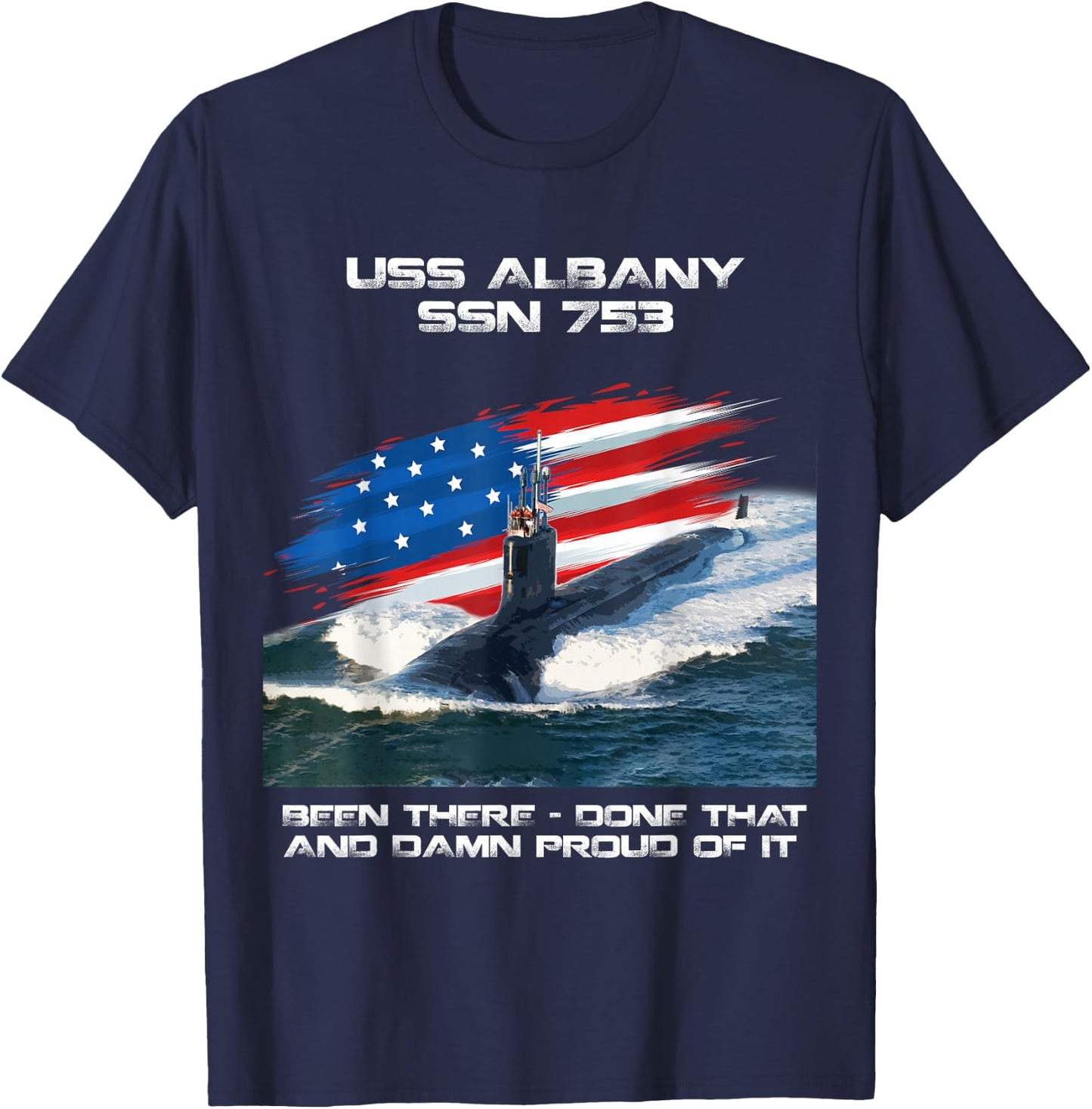 USS Albany SSN-753 Amerikanische Flagge U-Boot Veteran Xmas T-Shirt - T-Shirt | Navy