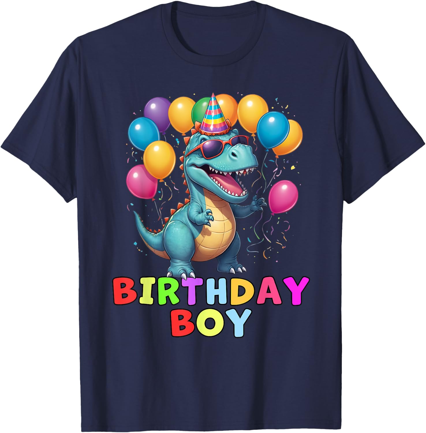 Dinosaur Birthday Boy Birthday Party T-Shirt - T-Shirt | Navy