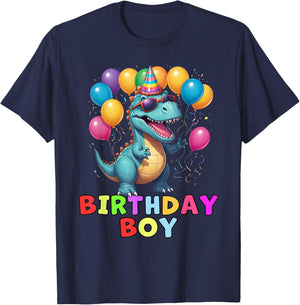 Dinosaur Birthday Boy Birthday Party T-Shirt - T-Shirt | Navy