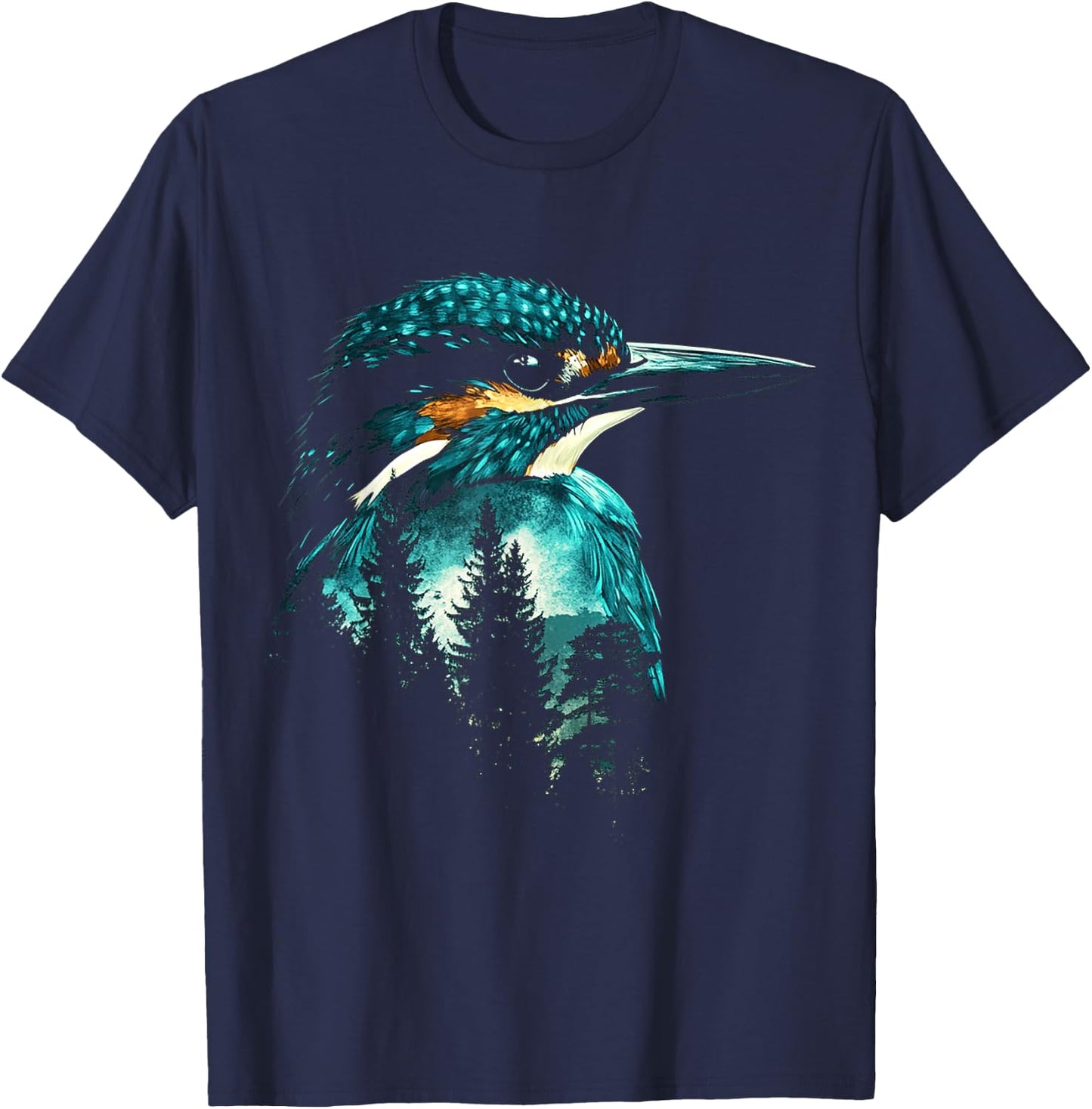 Kingfisher Bird Animal Art Headphones Kingfisher , black, S T-Shirt - T-Shirt | Navy