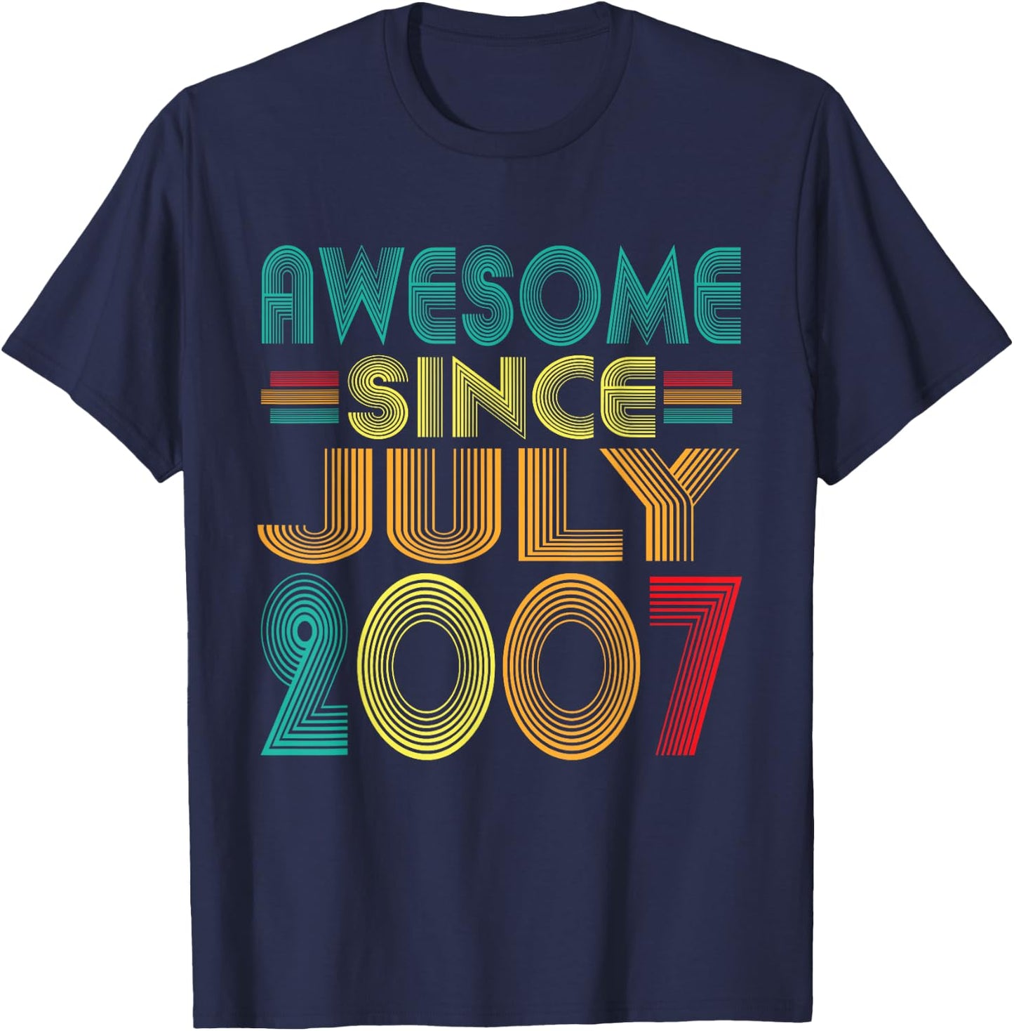Awesome Since July 2007 Years 19th Bday Funny Vintage T-Shirt - T-Shirt | Navy
